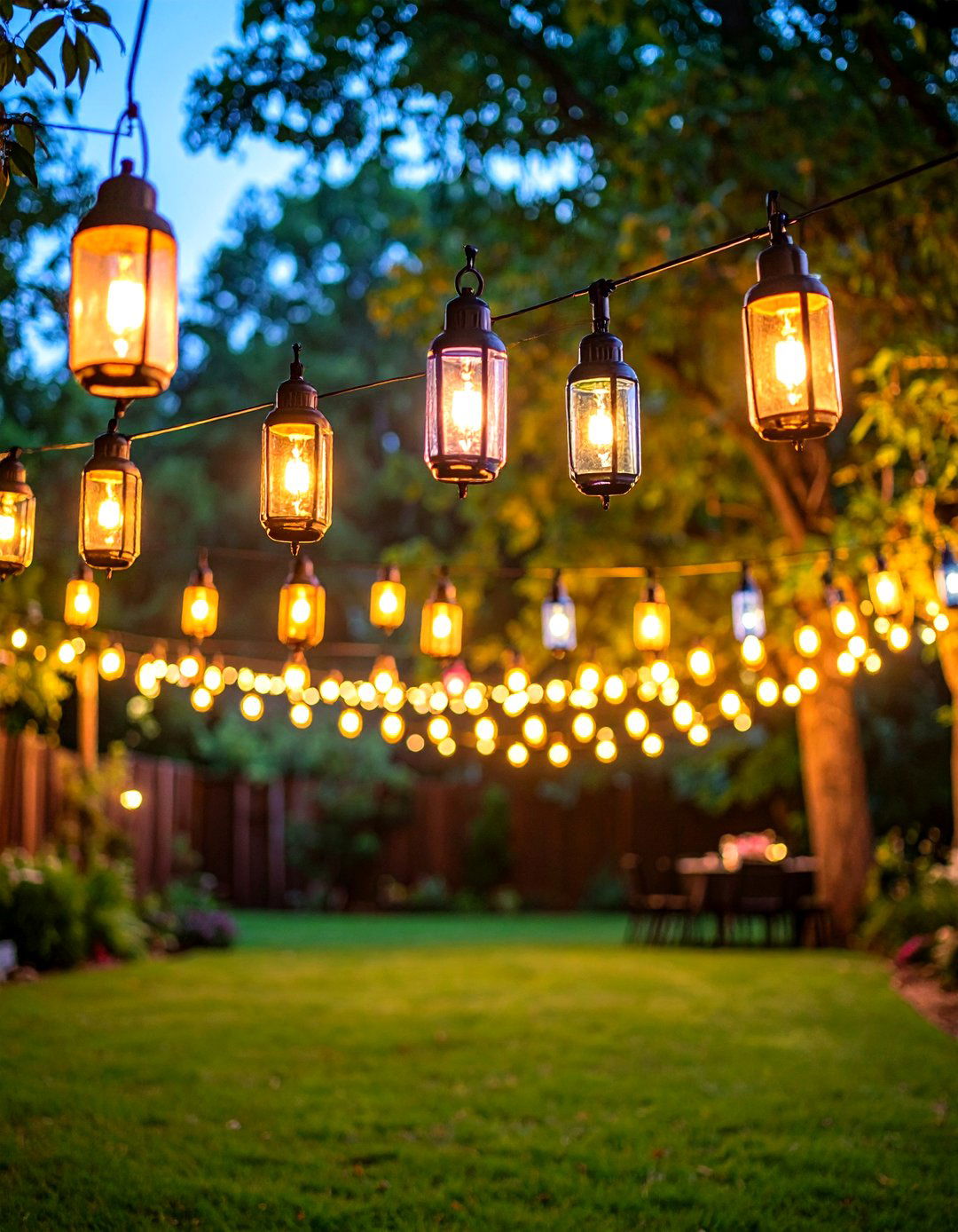 Outdoor Party Perimeter Lighting Installation - 24 Lantern Decor Ideas