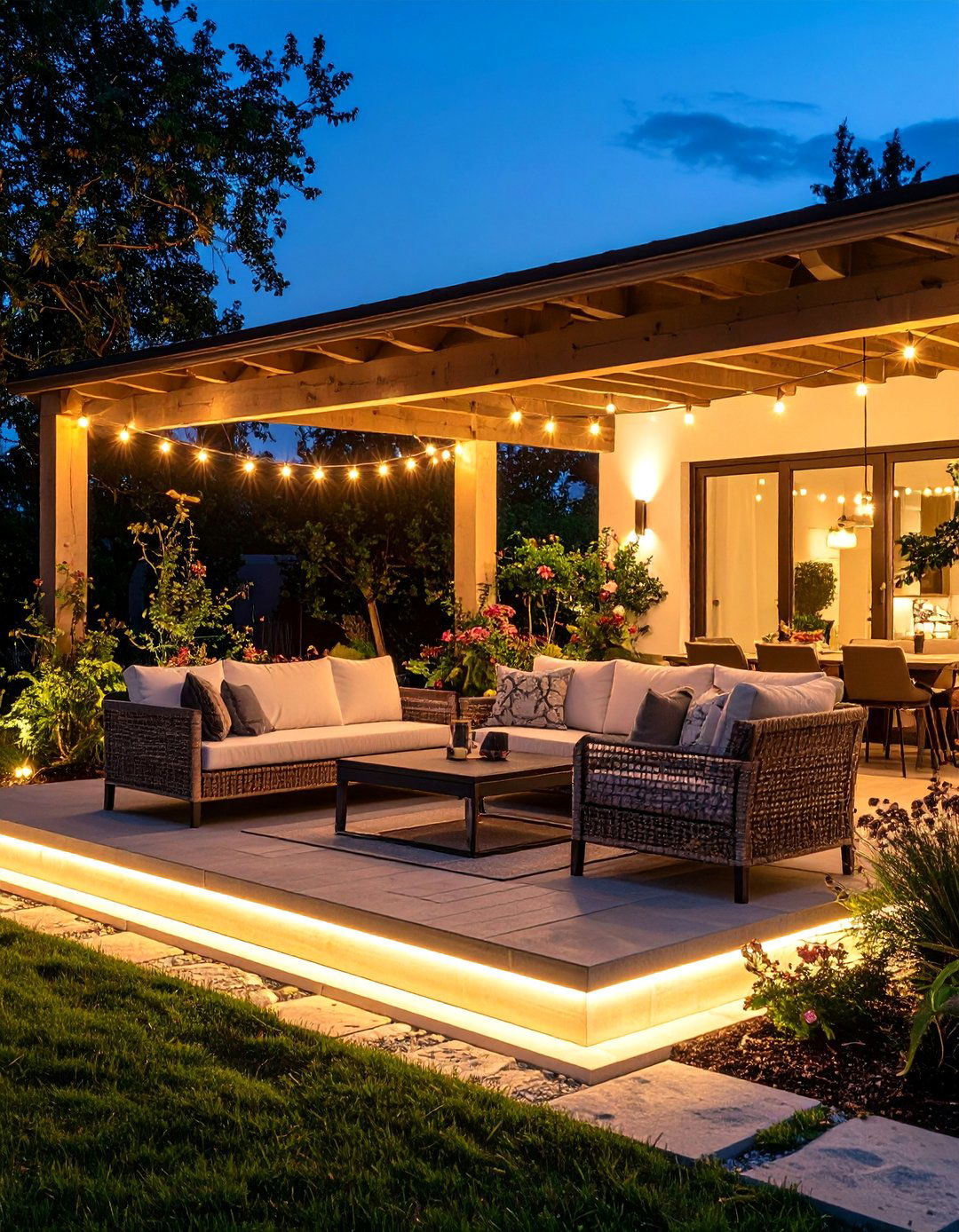 Outdoor Patio Perimeter Lighting - 24 Aesthetic Room Ideas With Led Lights
