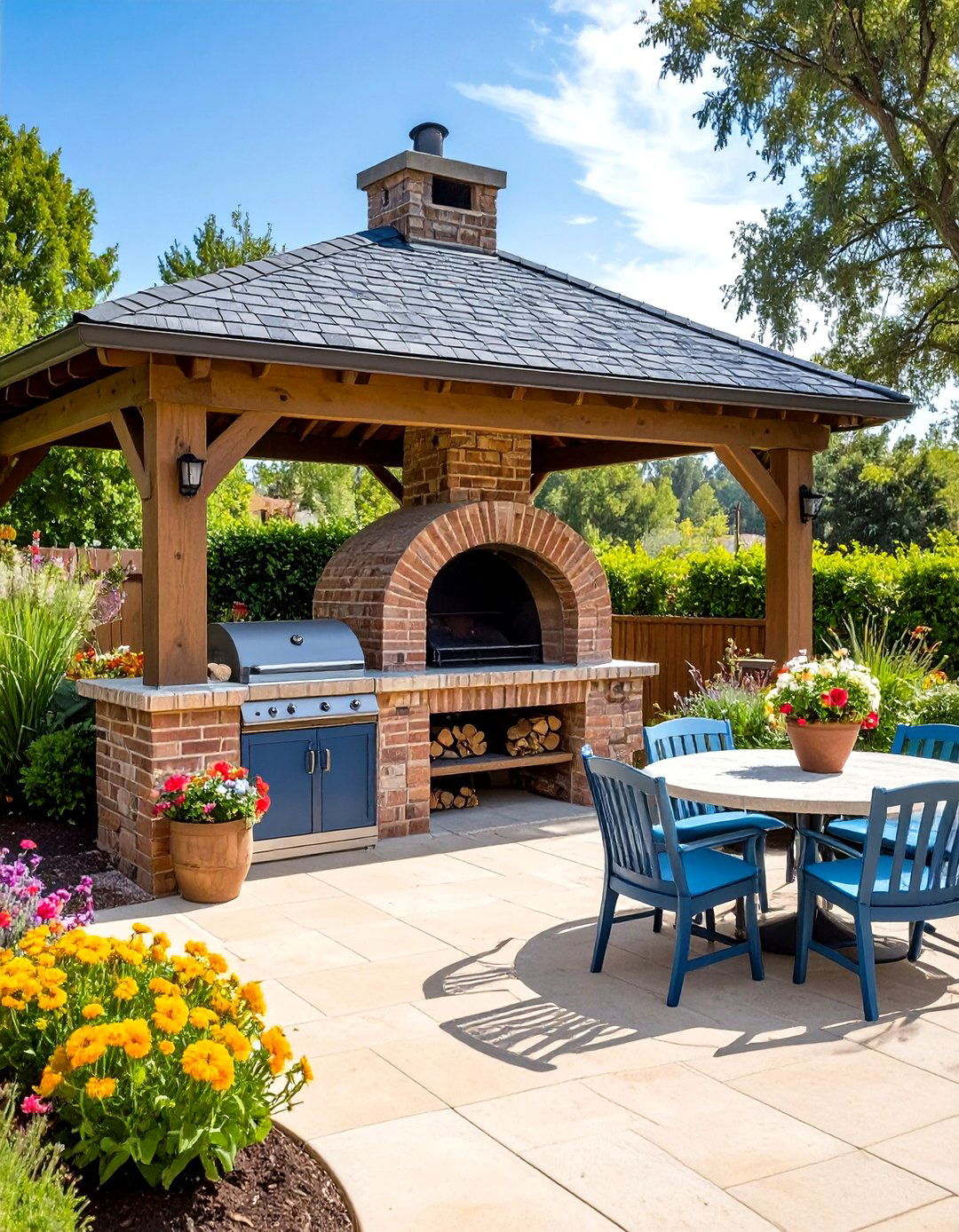 Outdoor Pizza Oven Gathering Space - 24 Rustic Patio Ideas