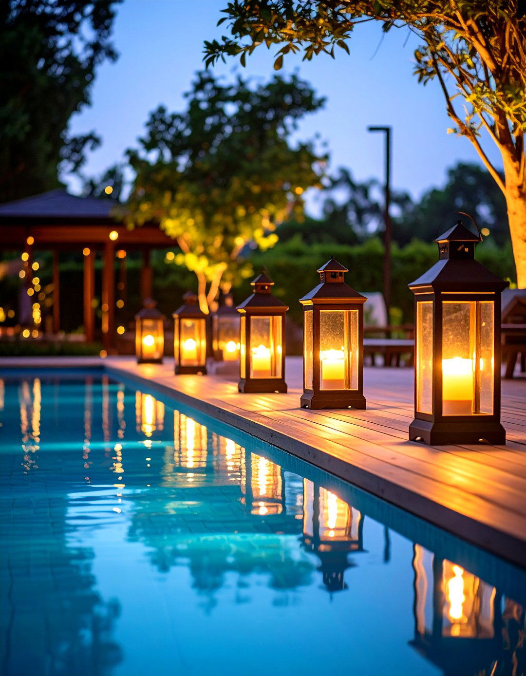 Outdoor Pool Area Evening Enhancement - 24 Lantern Decor Ideas