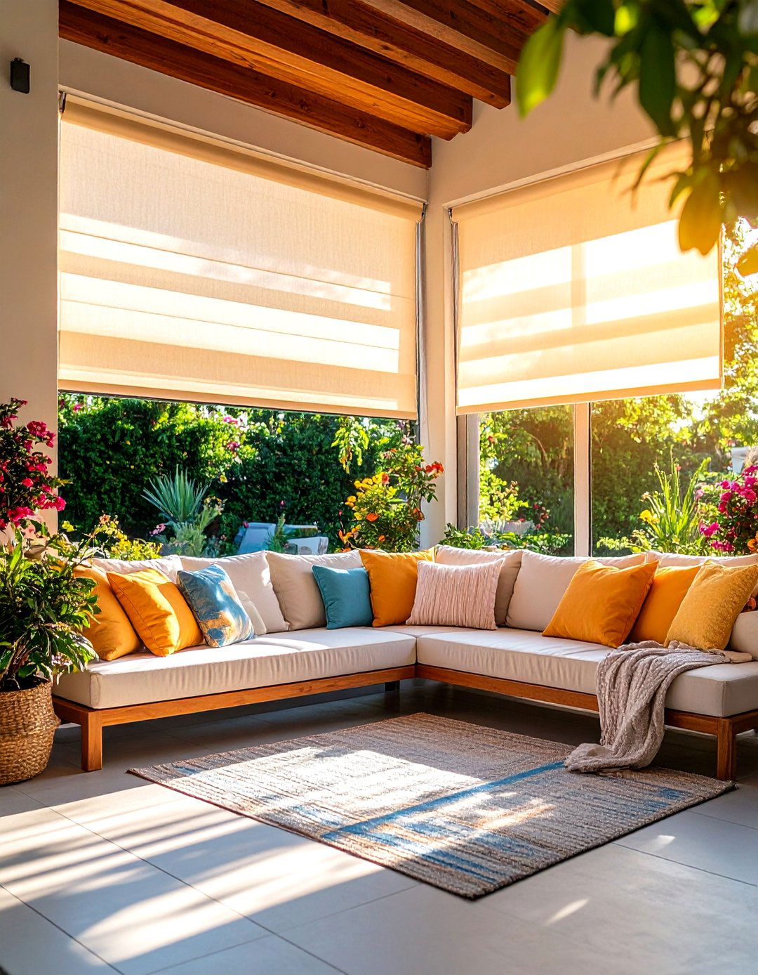 Outdoor Roman Shades for Structured Appeal - 24 Patio Curtain Ideas