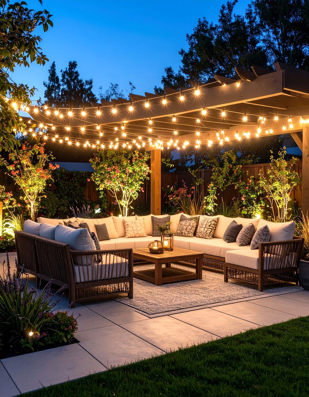 Outdoor Seating Area Lighting with Comfort Integration - 24 Outdoor Lighting Ideas