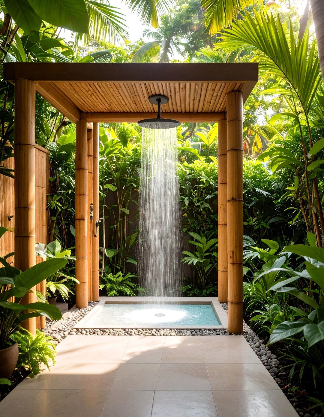Outdoor Shower Garden Sanctuary - 24 Tropical Backyard Ideas