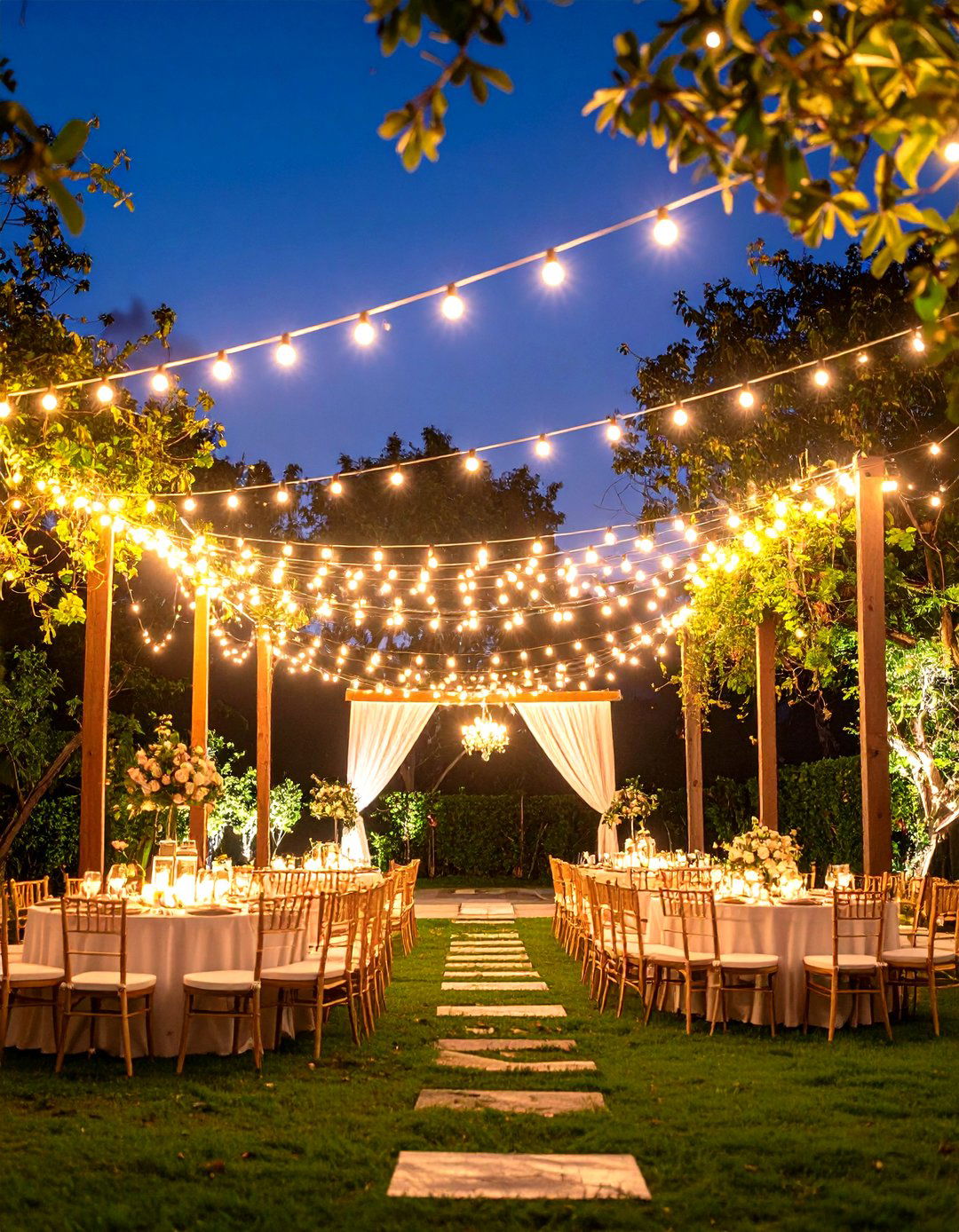 Outdoor String Light Ambiance - 24 Casual Wedding Ideas