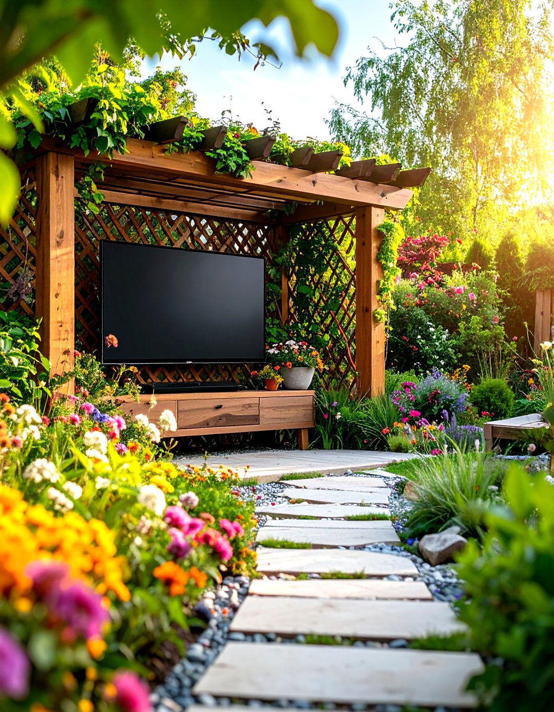 Outdoor TV Garden Integration - 24 Outdoor Tv Ideas