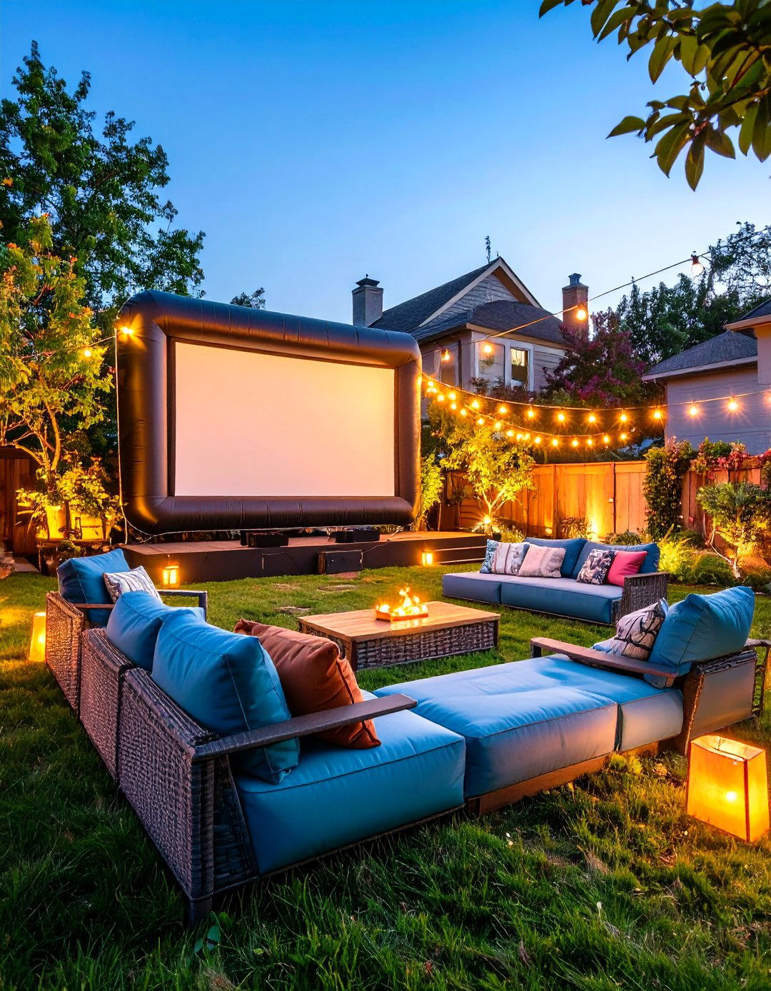 Outdoor Theater Entertainment Zone - 24 Townhouse Backyard Ideas