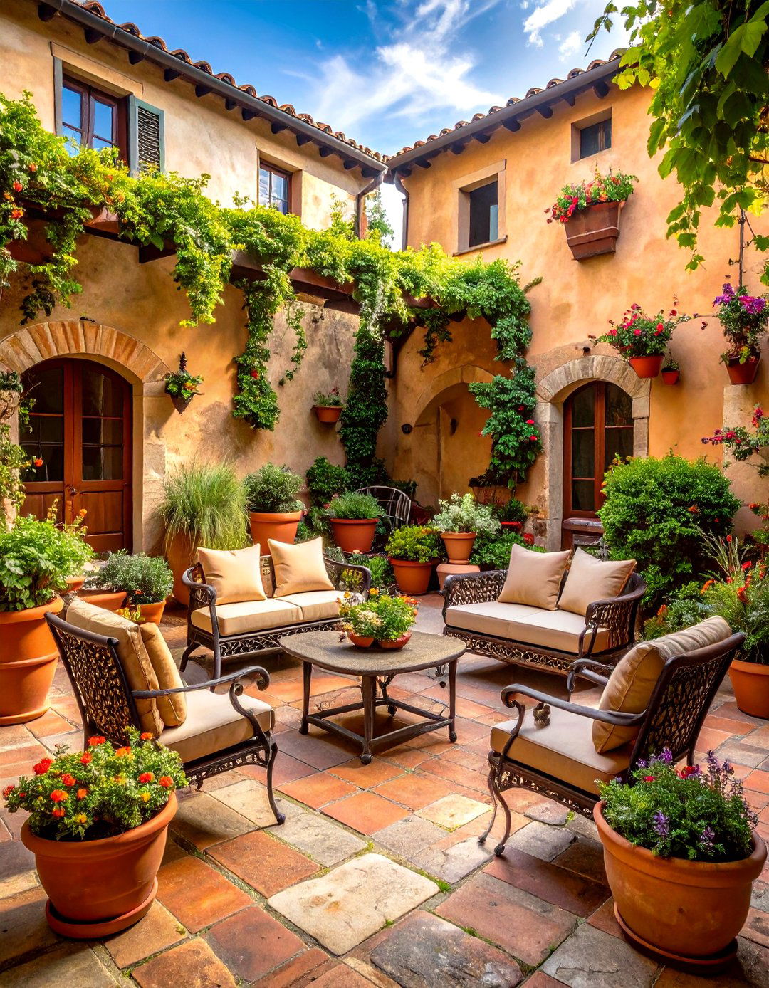 Outdoor Tuscan Patios and Courtyards - 24 Tuscan Interior Design Ideas