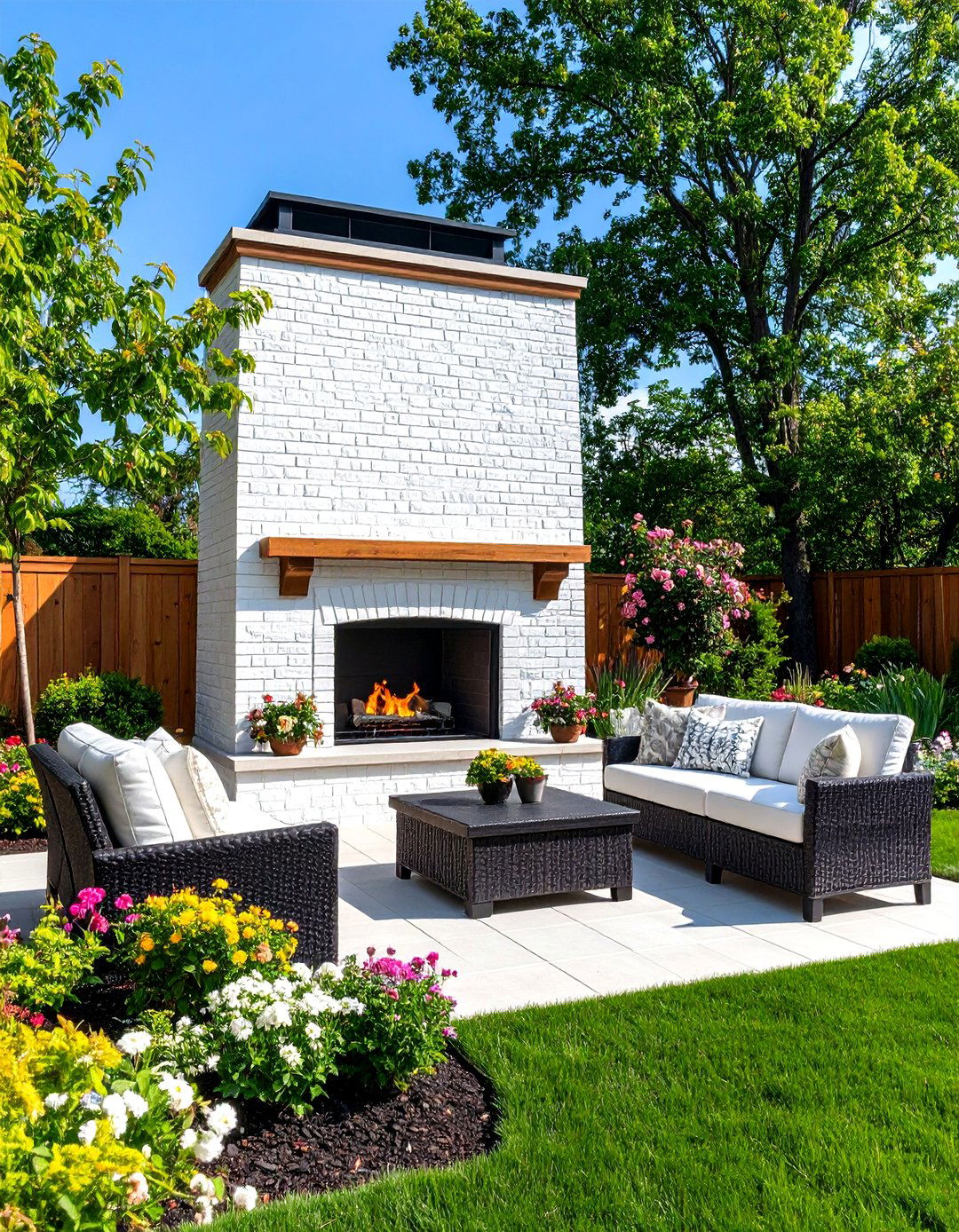Outdoor White Brick Patio Fireplace - 24 White Brick Fireplace Ideas