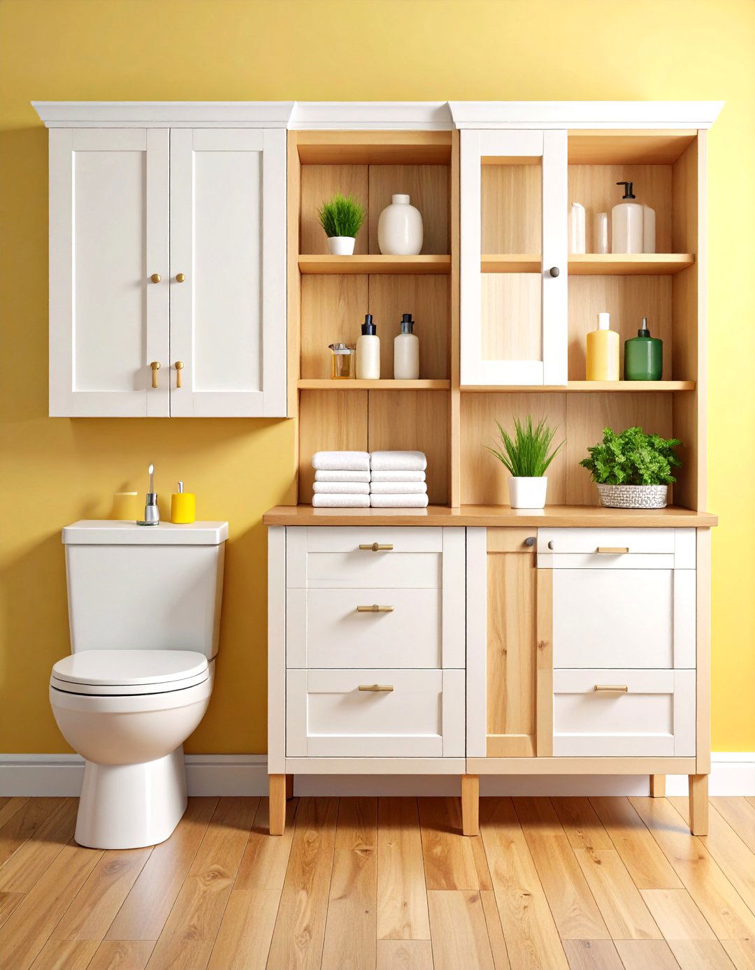 Over the Toilet Cabinet with Built in Dispensing System - 24 Toilet Paper Storage Ideas