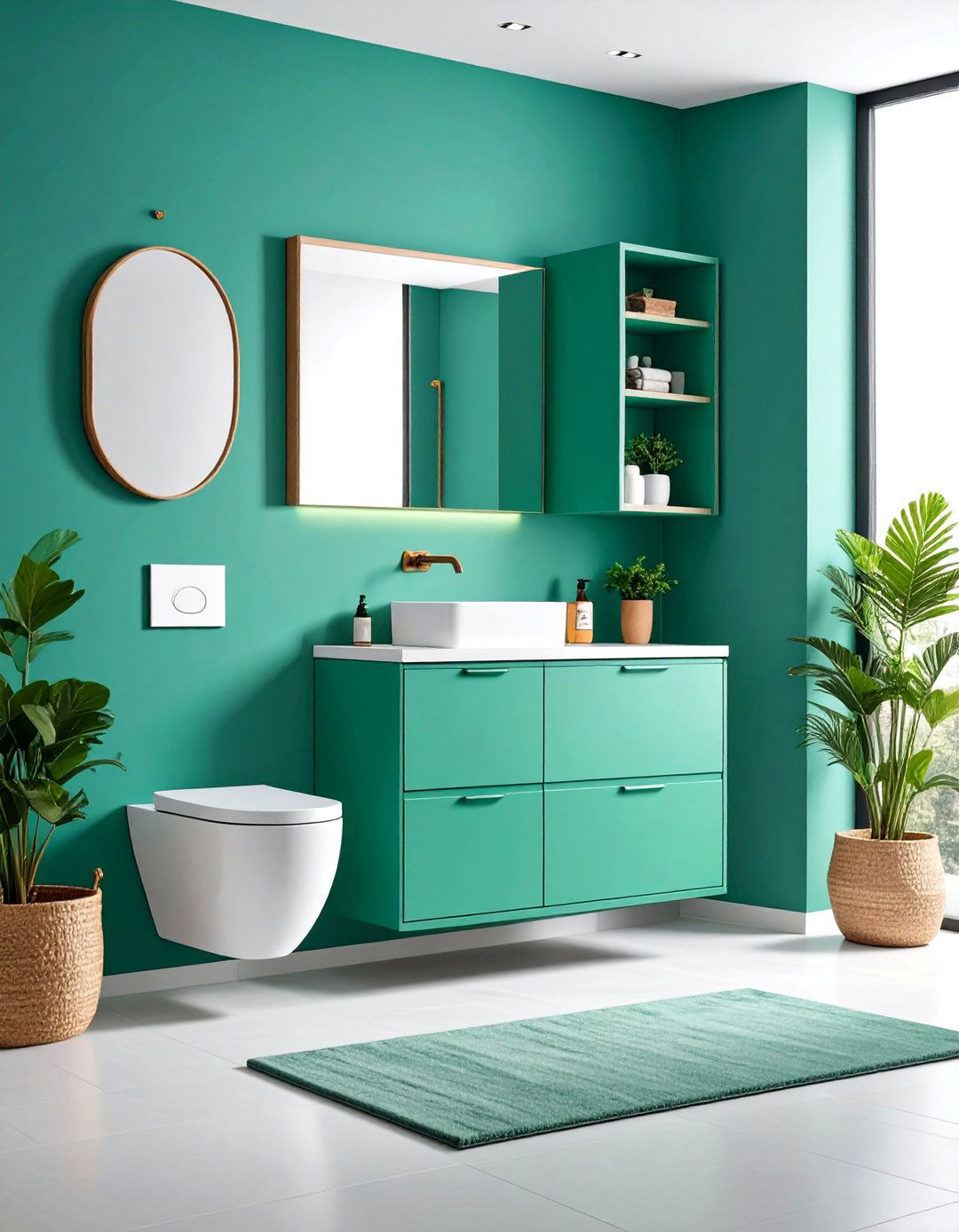 Over the Toilet Floating Cabinet with Soft Close Doors - 24 Bathroom Wall Storage Ideas