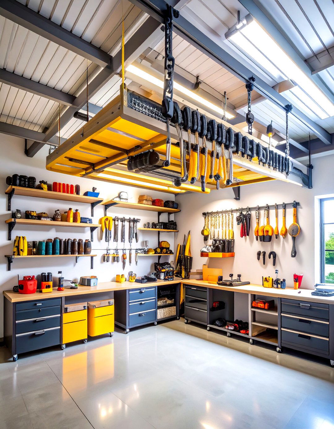 Overhead Ceiling Storage Racks - 24 Power Tool Storage Ideas