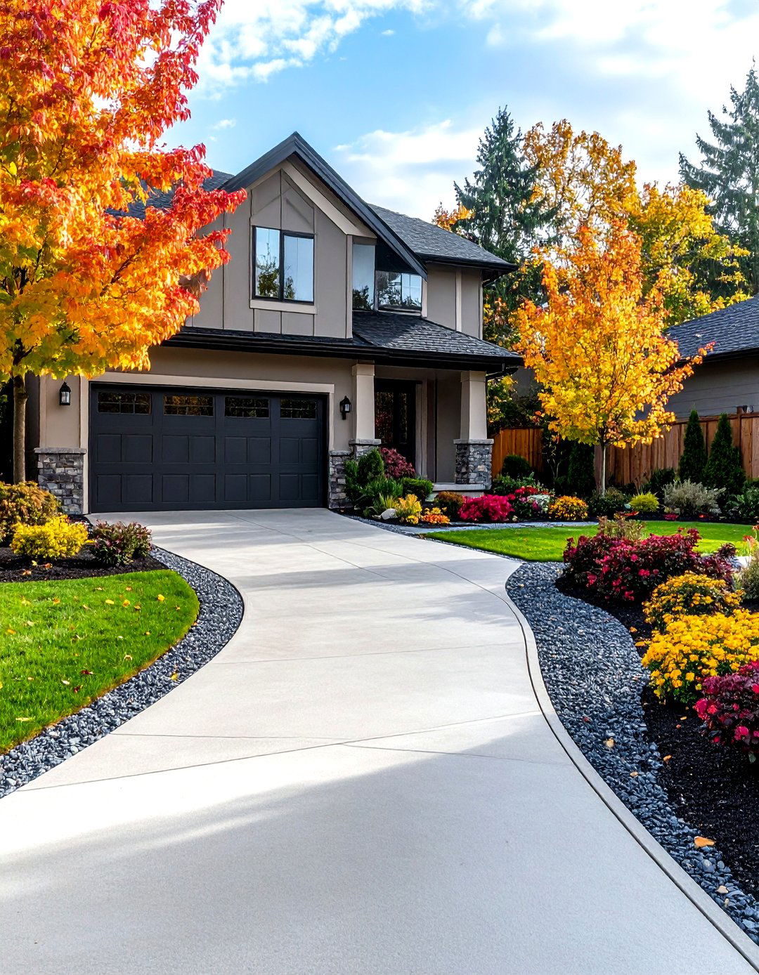 Overlay Pattern Concrete Driveway - 24 Concrete Driveway Ideas