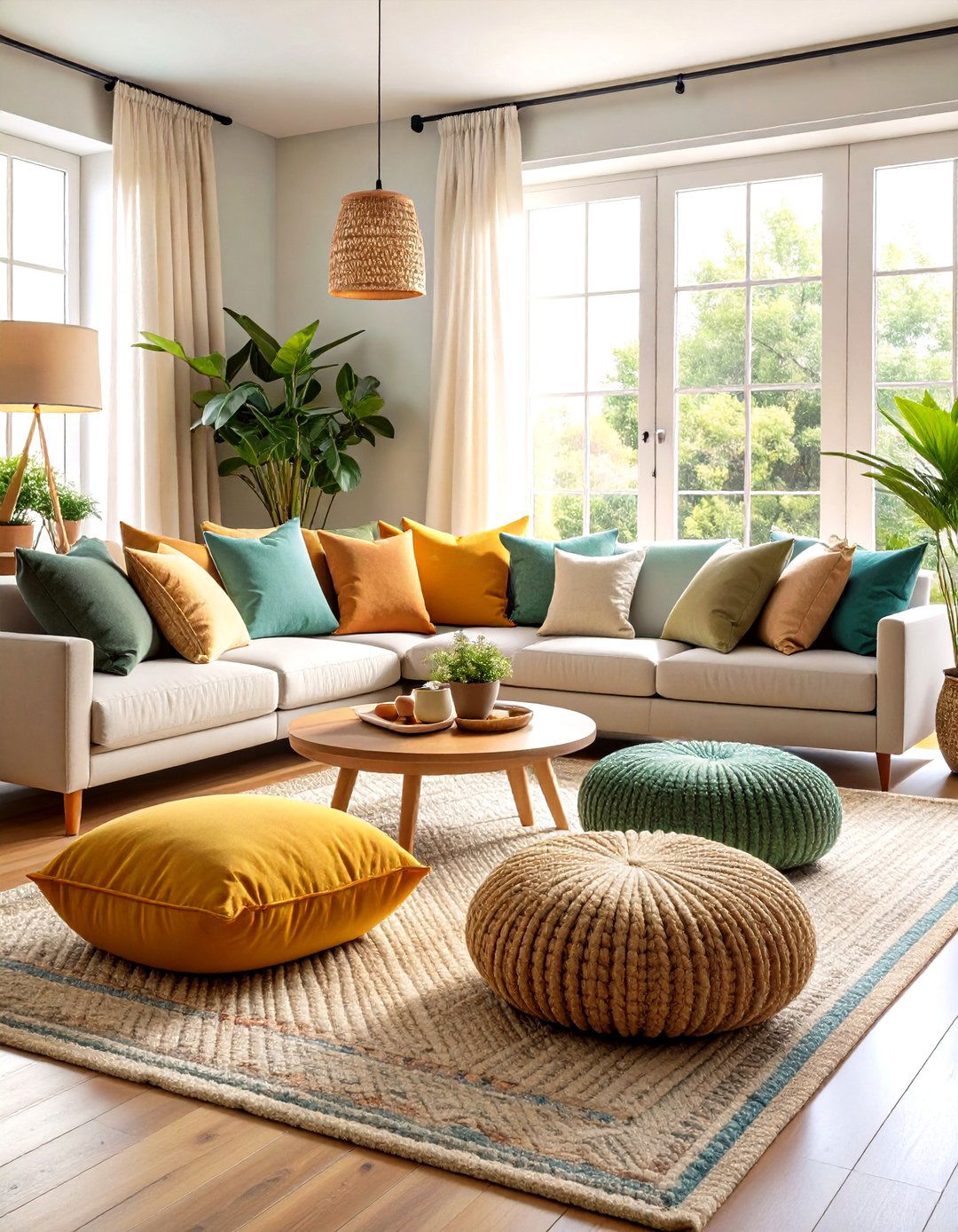 Oversized Floor Cushions Living Room - 24 Organic Modern Living Room Design Ideas