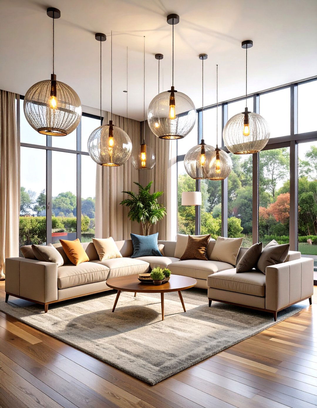 Oversized Pendant Light Clusters - 24 Living Room Ceiling Lighting Ideas