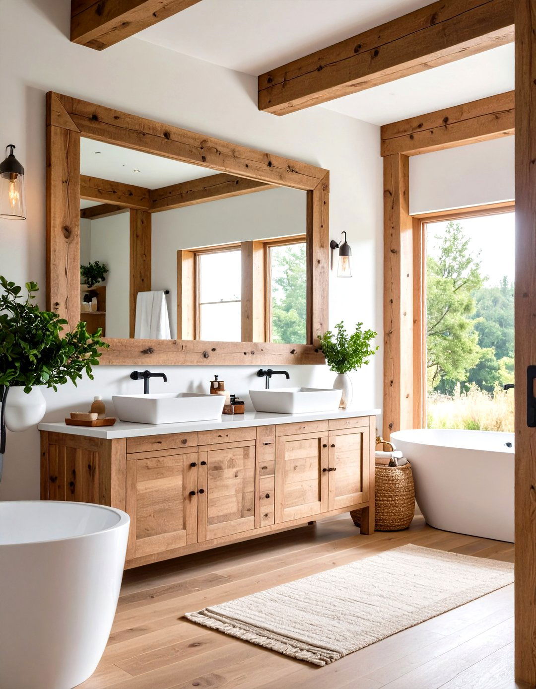 Oversized Statement Farmhouse Mirrors - 24 Farmhouse Bathroom Mirrors Ideas