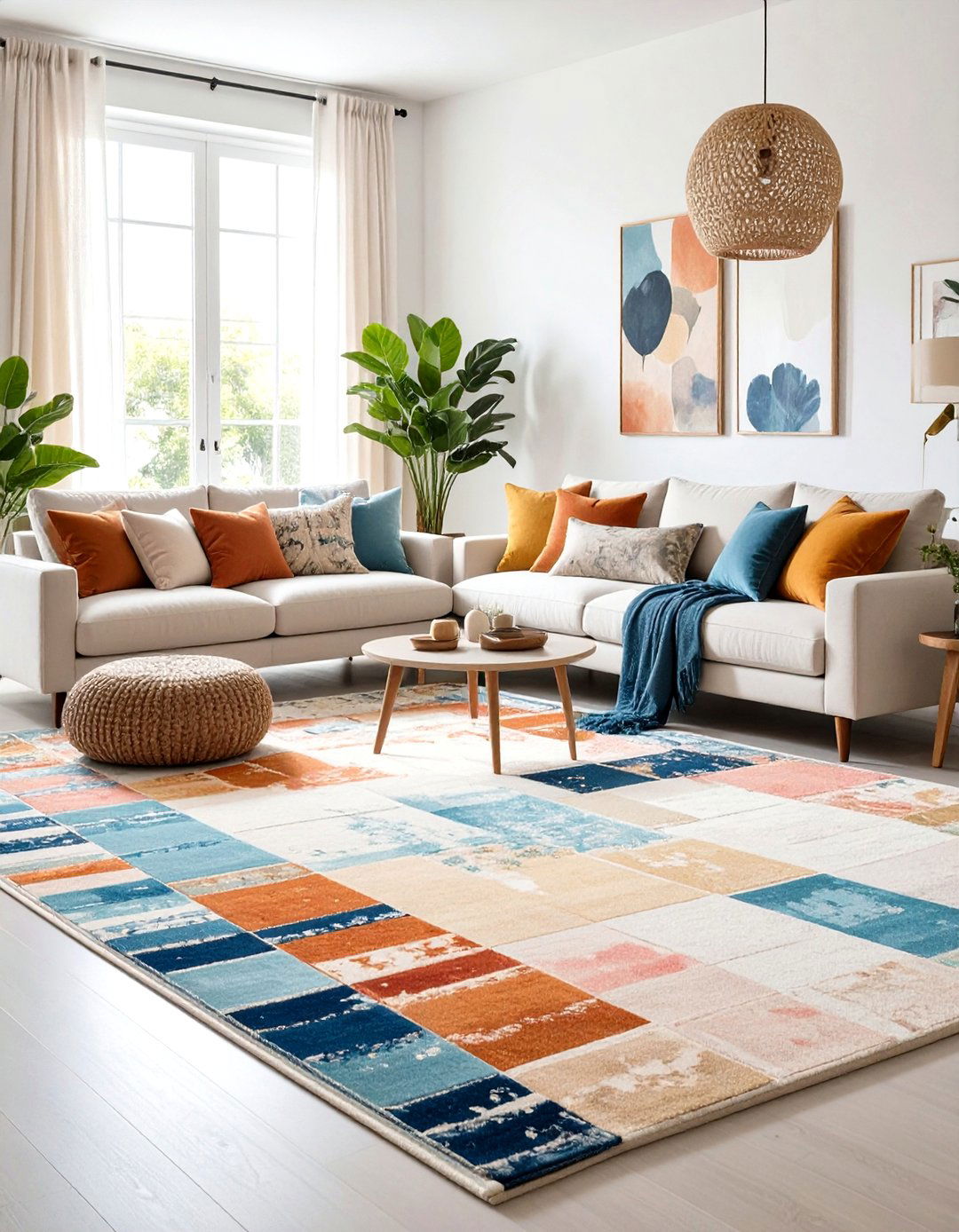 Oversized Statement Floor Art - 24 Living Room Rug Ideas