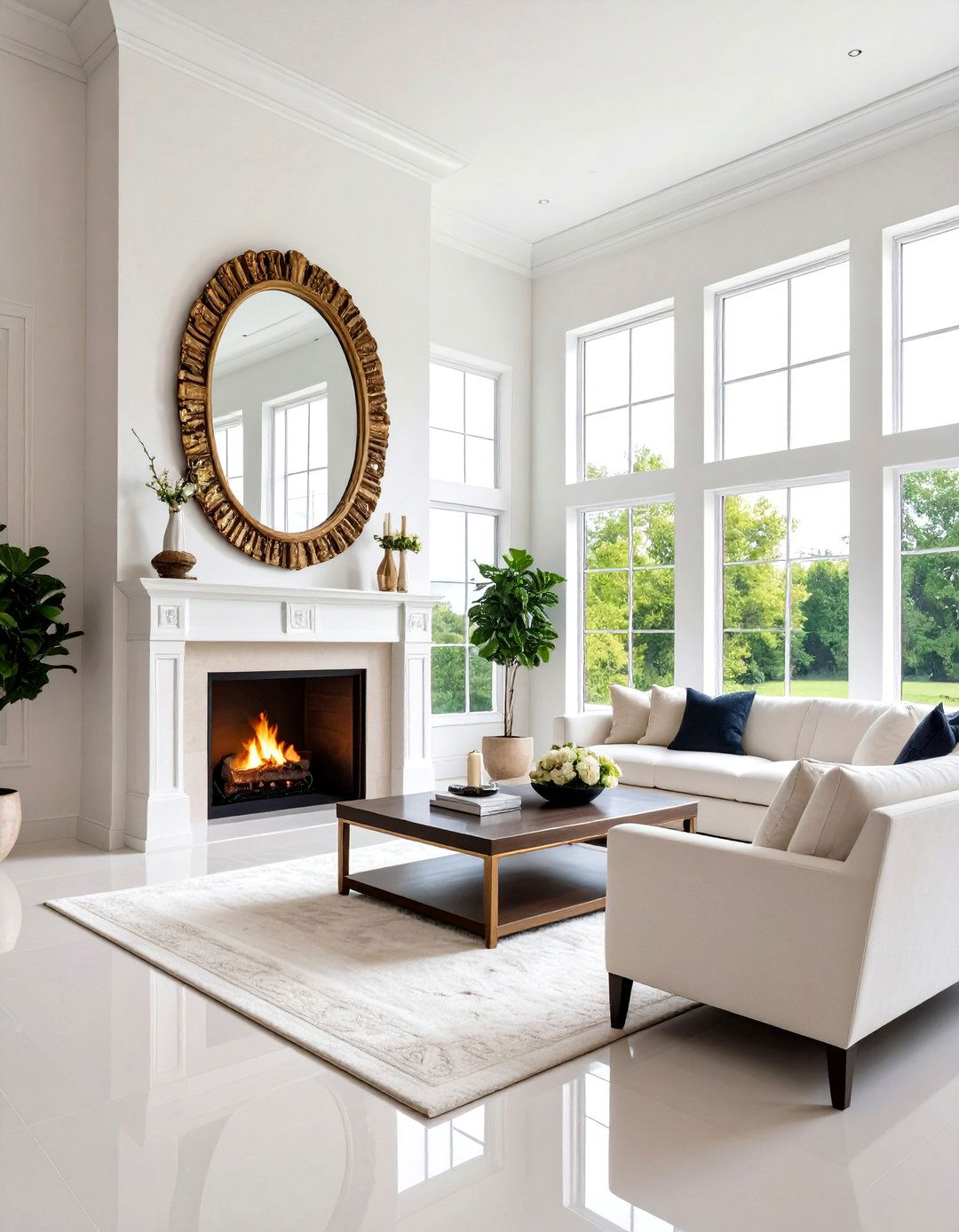 Oversized Statement Mirror - 24 Mirror Over Fireplace Ideas