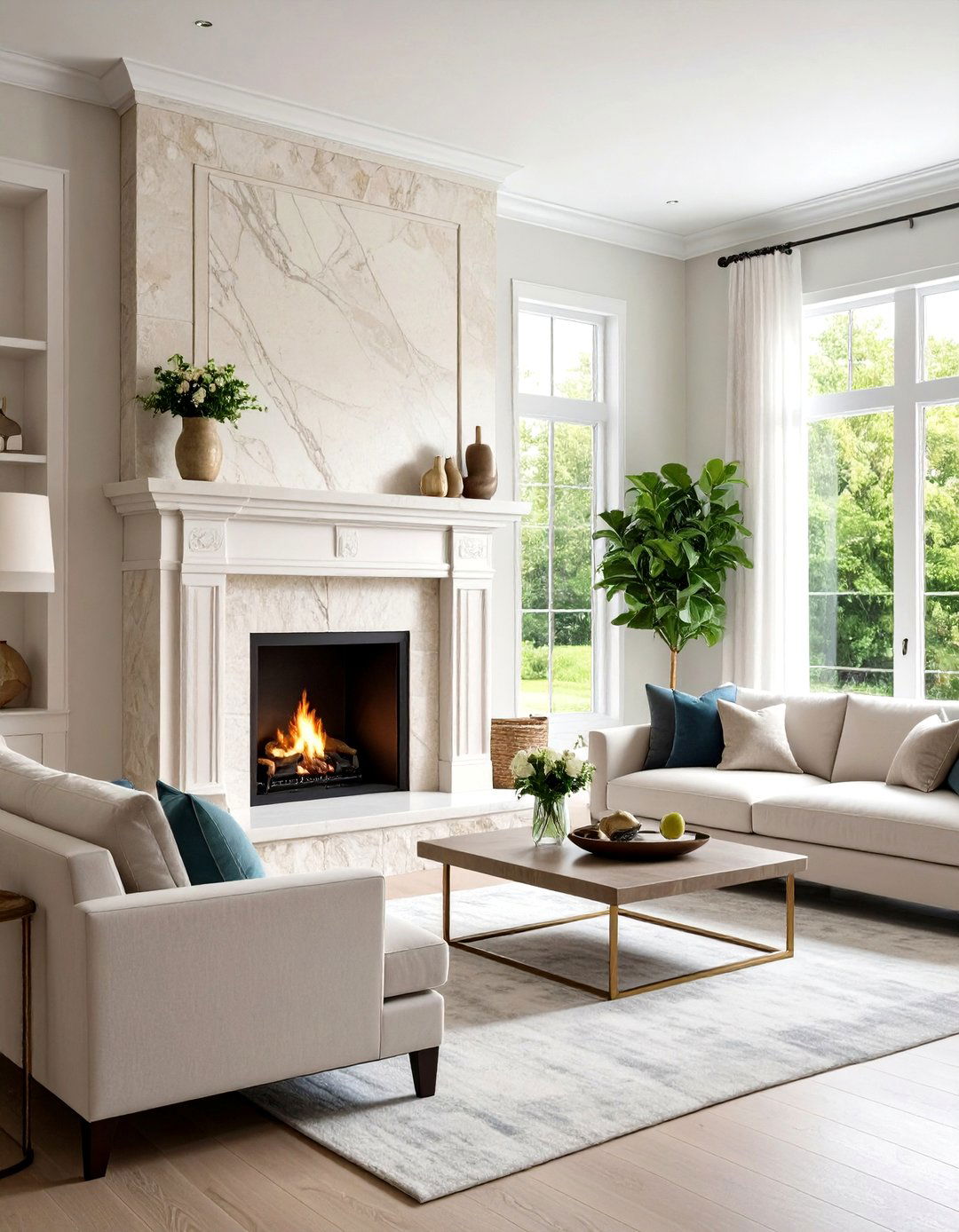 Oversized Stone Mantel with Minimal Details - 24 French Country Fireplace Ideas