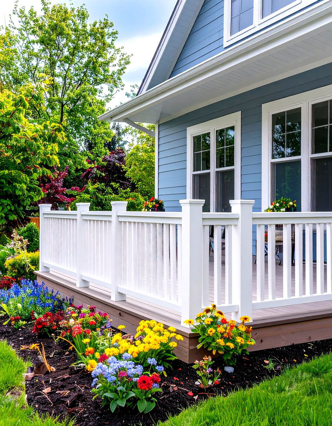 PVC Horizontal Slat Design - 24 Horizontal Deck Railing Ideas