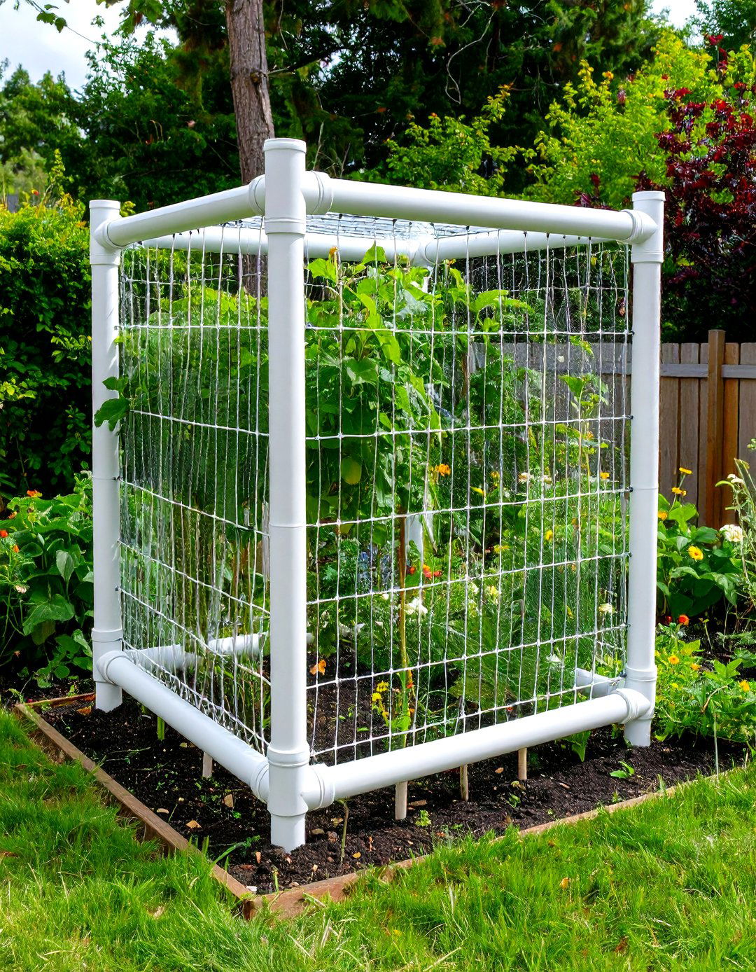 PVC Pipe Grid Trellis - 24 Cucumber Trellis Ideas