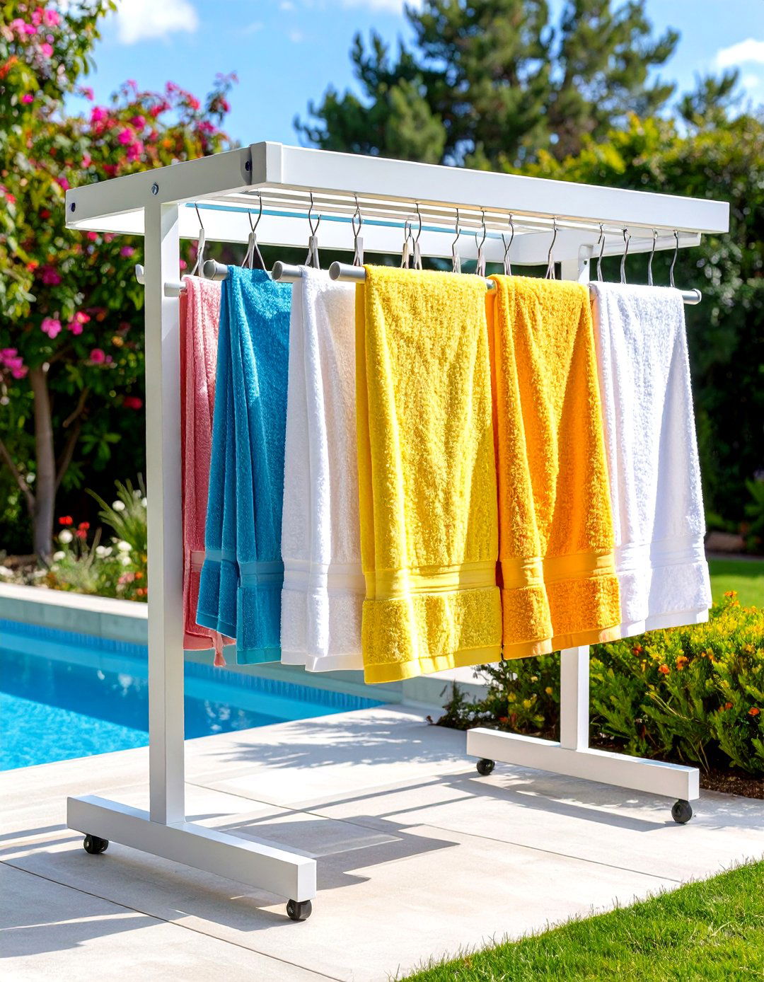 PVC Towel Drying Racks for Quick Moisture Management - 24 Pool Storage Ideas
