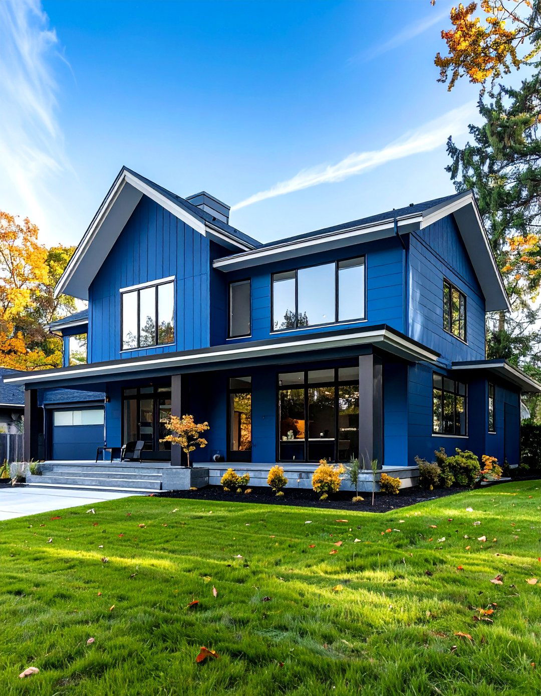 Pacific Blue Modern Minimalist - 24 Blue House Siding With White Trim