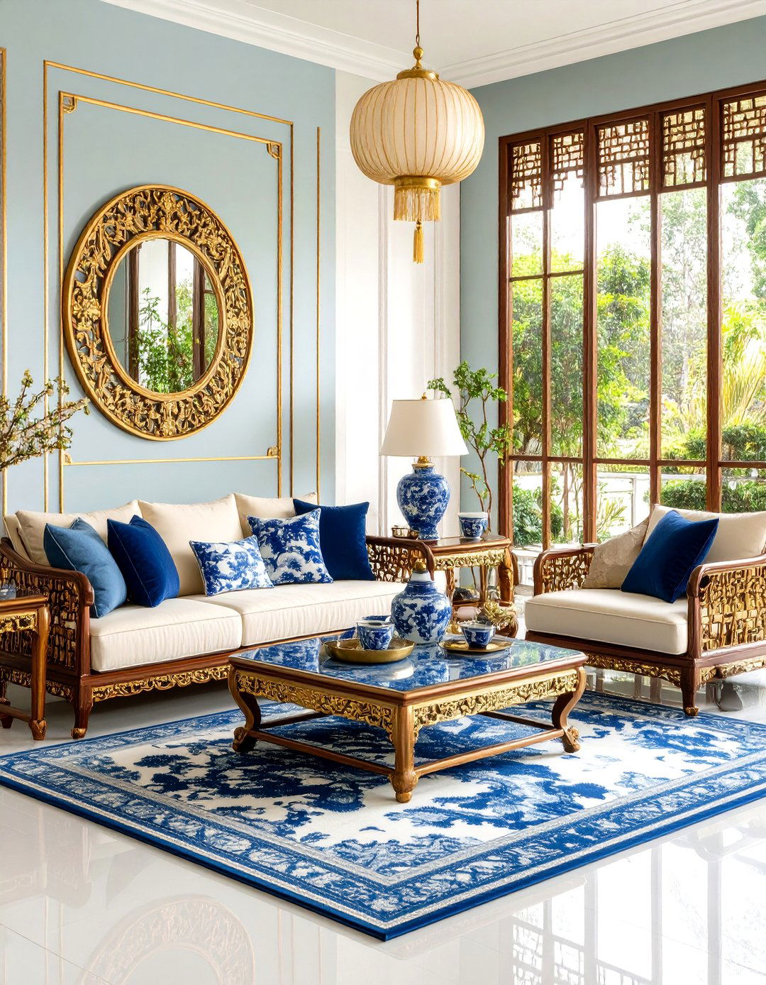 Pagoda Motif Chinoiserie Living Room - 24 Chinoiserie Living Room Ideas