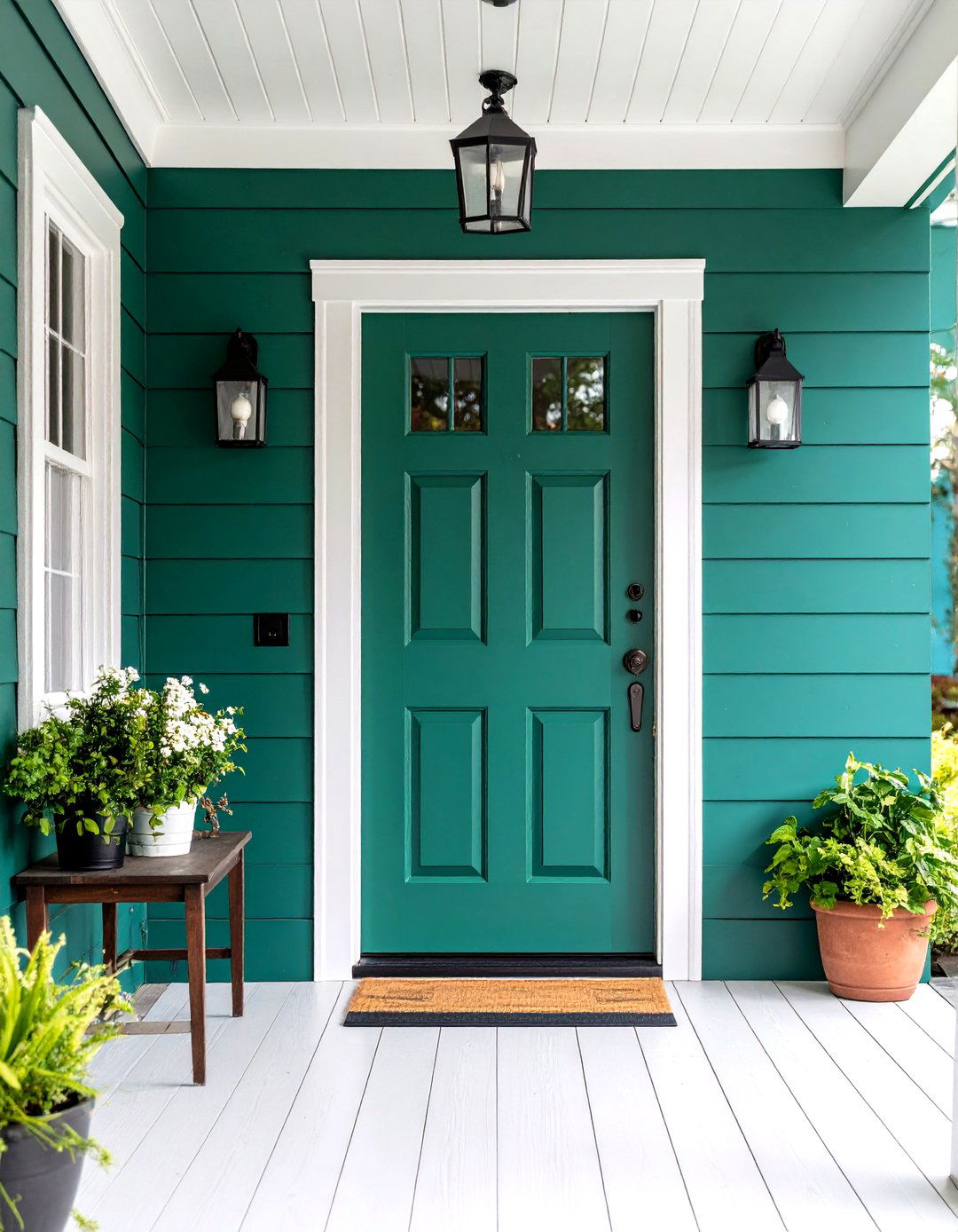 Painted Accent Color Shiplap Feature - 24 Shiplap Wall Entryway Ideas