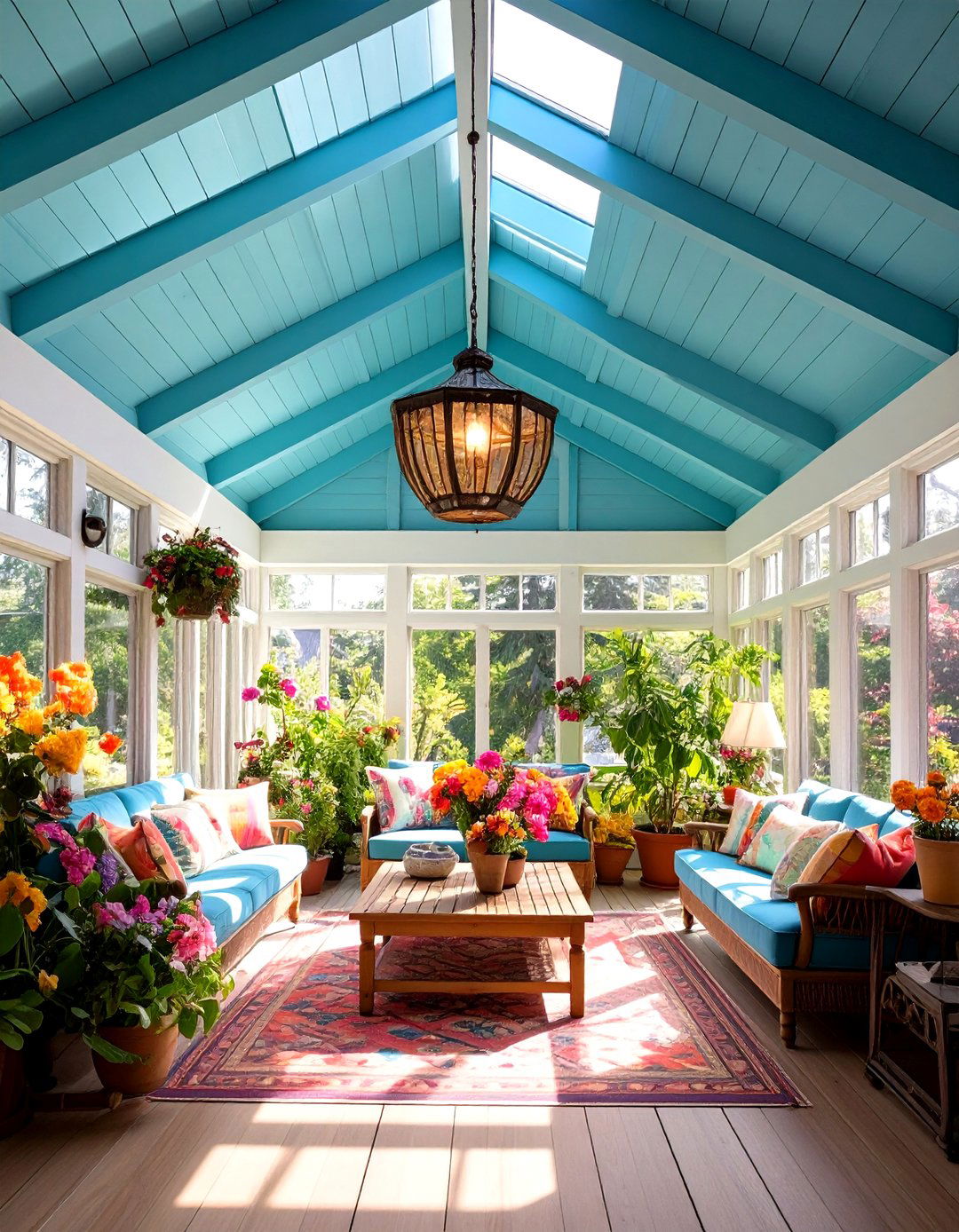 Painted Accent Sunroom Ceilings - 24 Sunroom Ceiling Ideas
