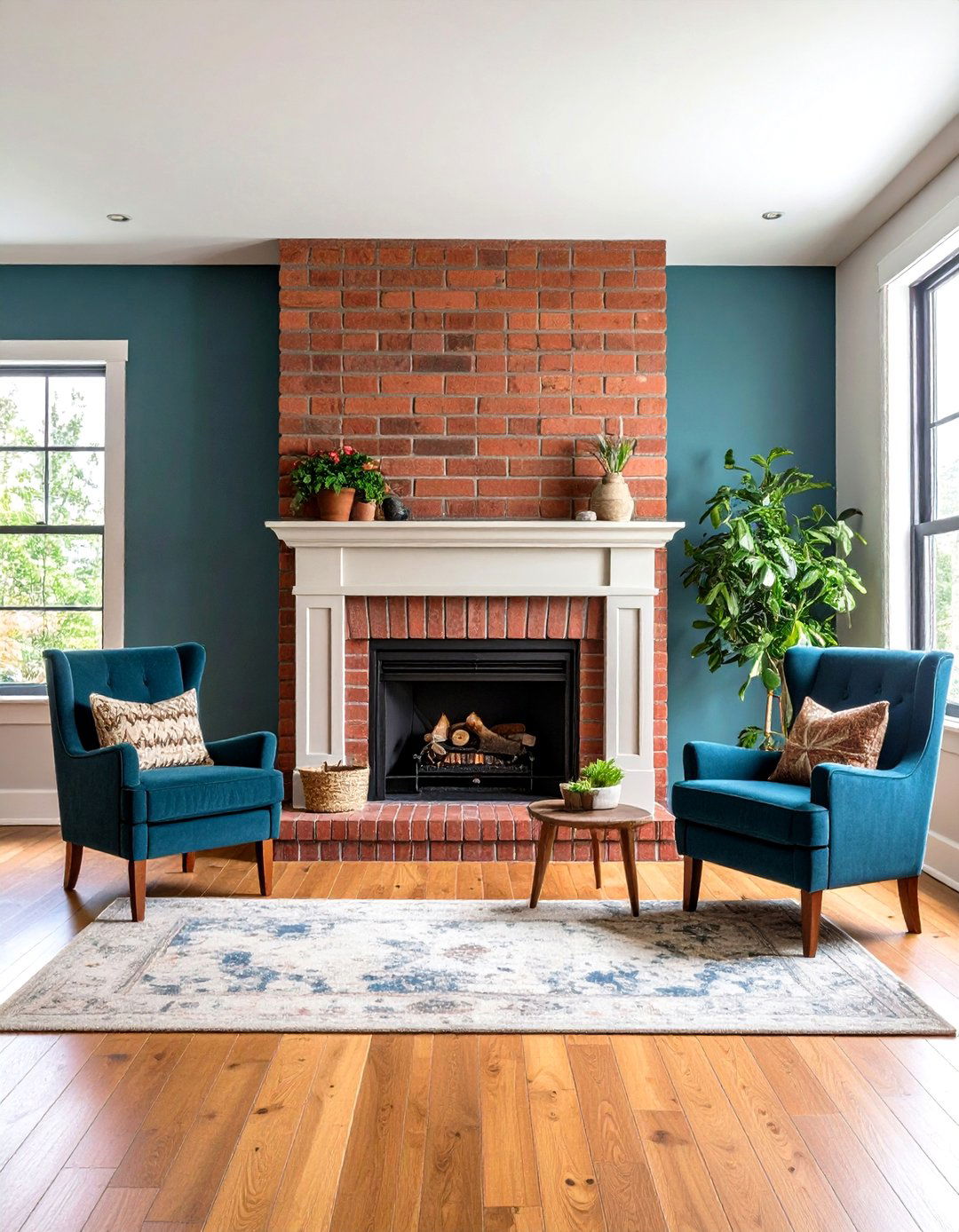 Painted Brick Fireplace - 24 Craftsman-style Fireplace Ideas