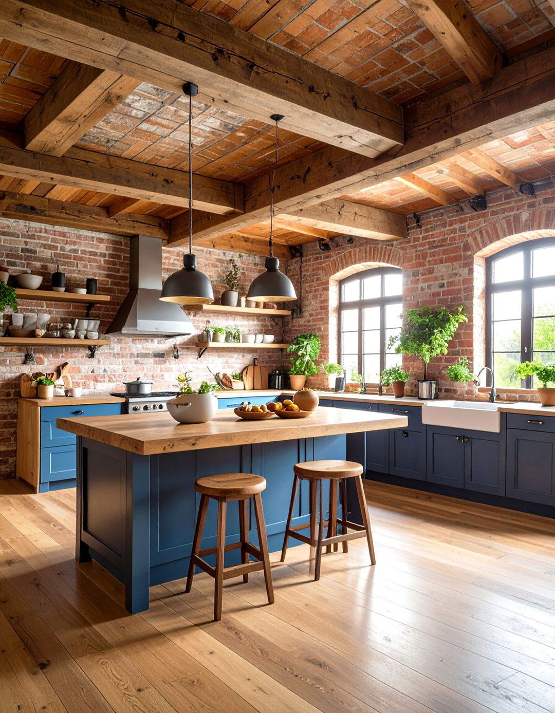 Painted Brick and Beam Combinations - 24 Rustic Ceiling Ideas