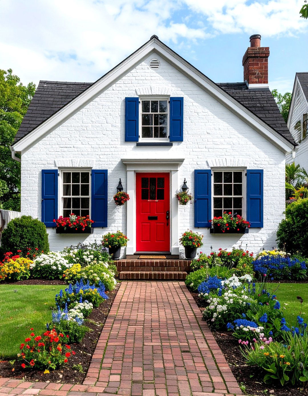 Painted Brick with Contrasting Shutters - 24 modern cottage house exterior ideas