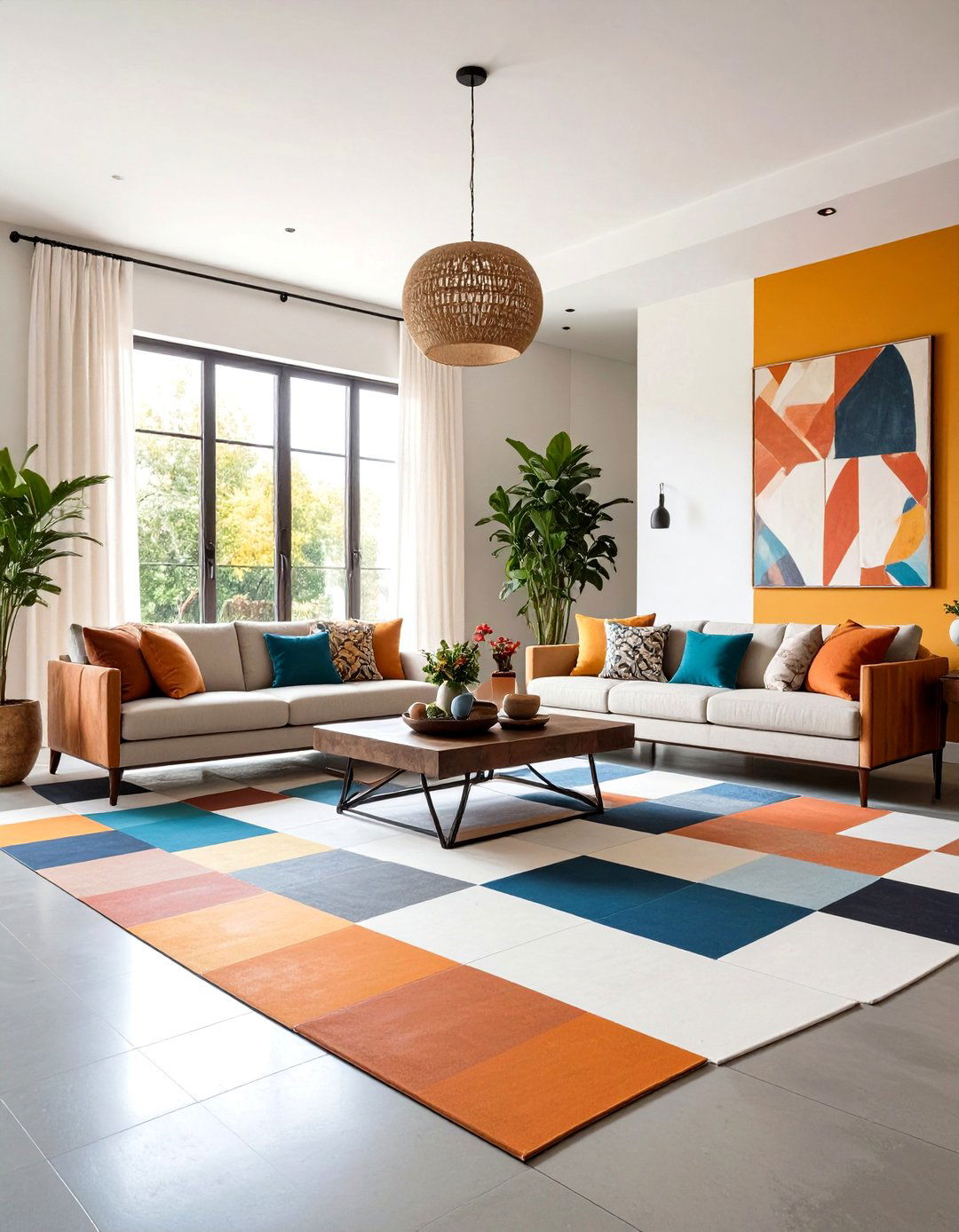 Painted Concrete Artistic Expression - 24 Living Room Flooring Ideas