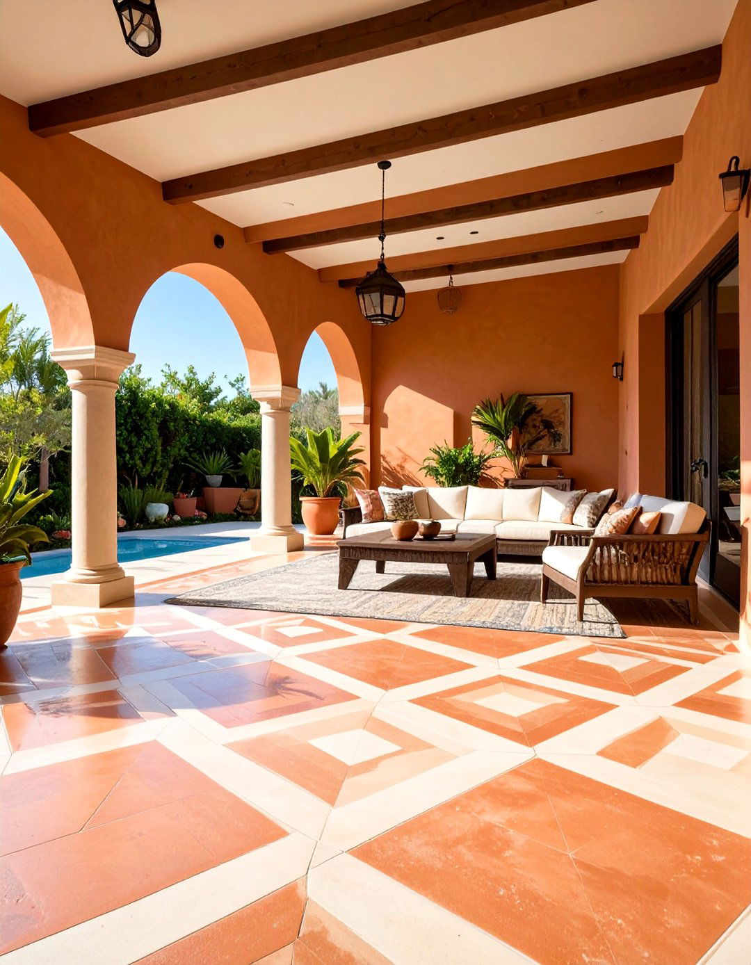 Painted Concrete Patio Design - 24 Painted Floor Ideas