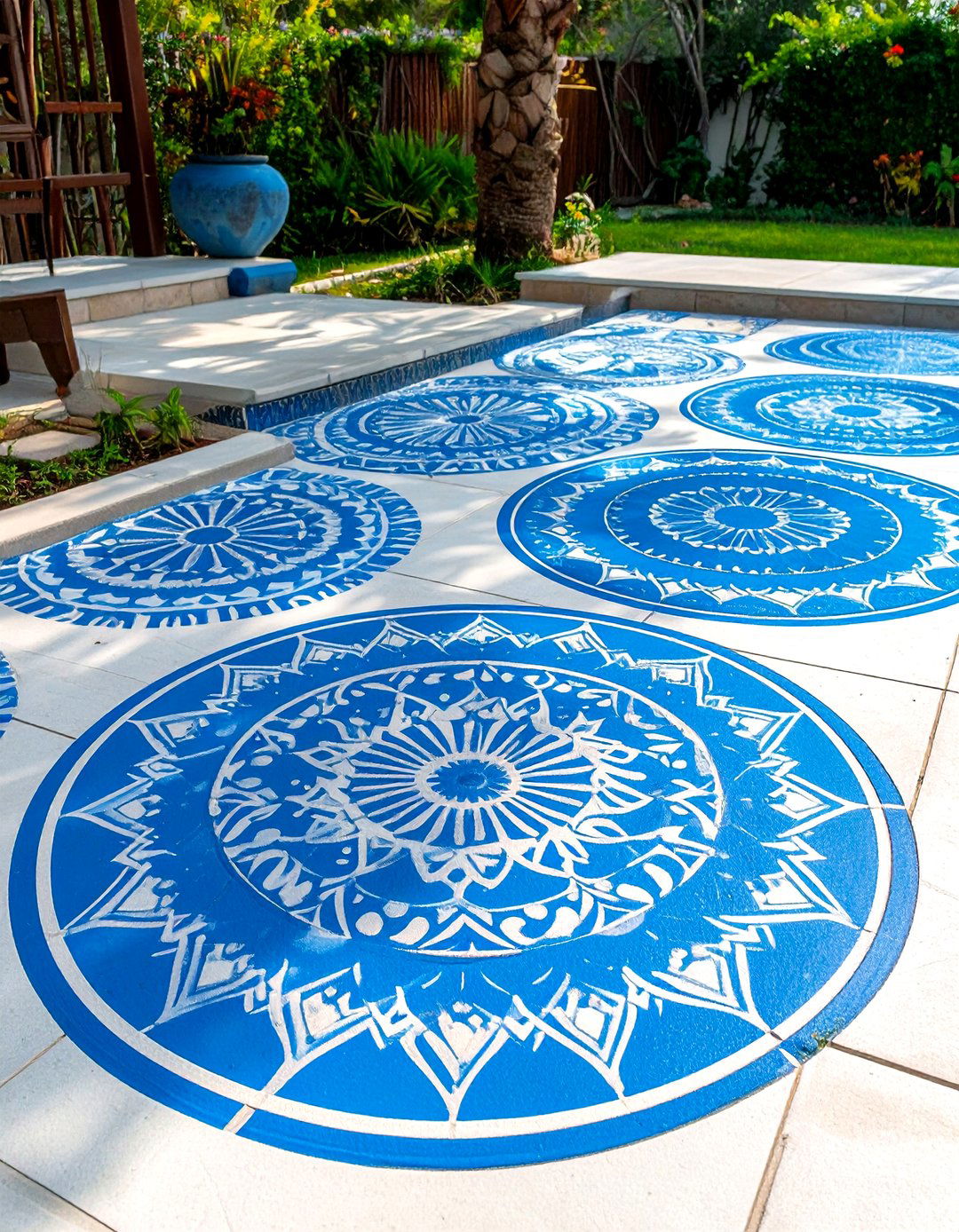Painted Concrete Patio Stencil Design - 24 Concrete Patio Ideas on a Budget