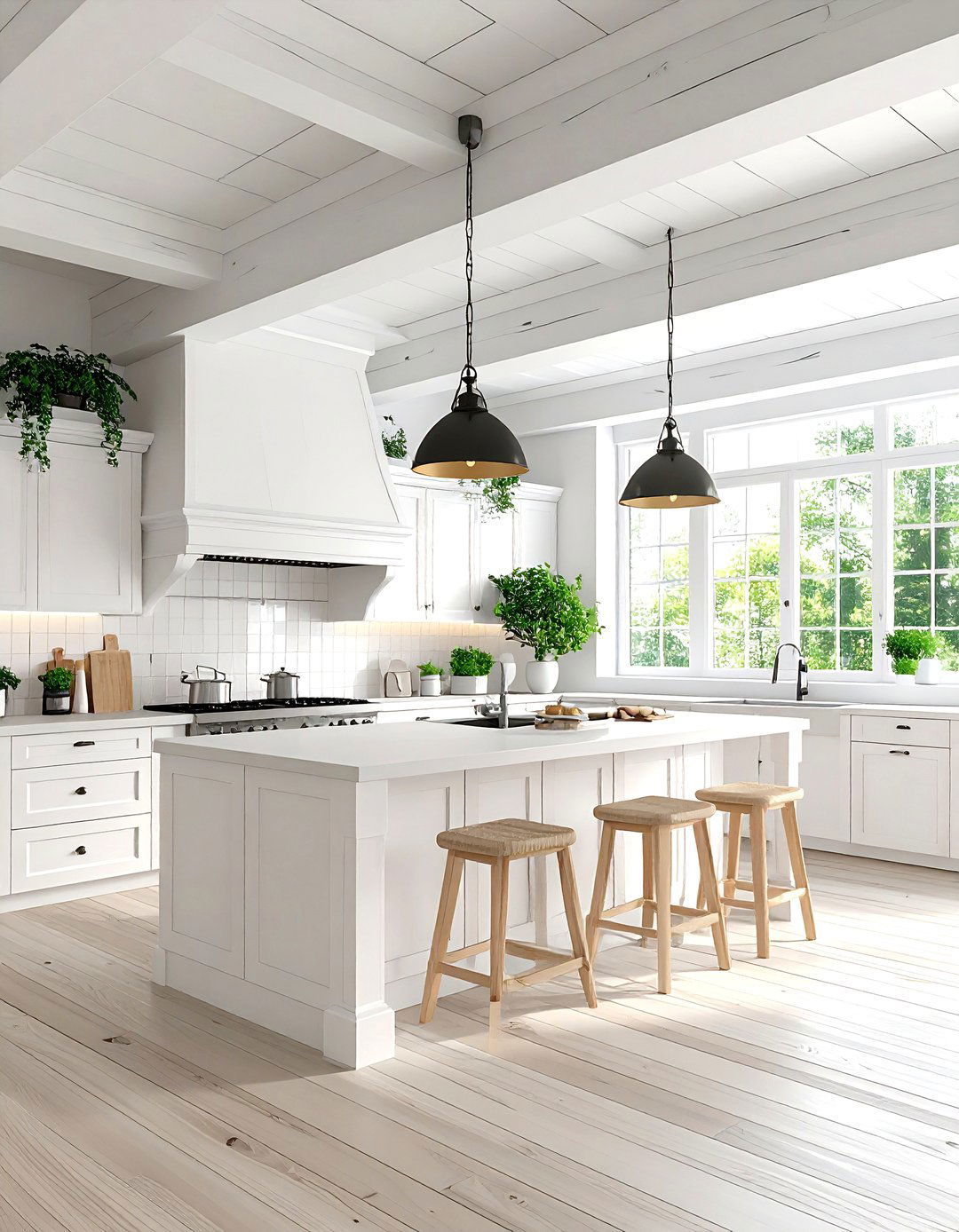 Painted Contemporary Beam Design - 24 Vaulted Ceiling With Beams