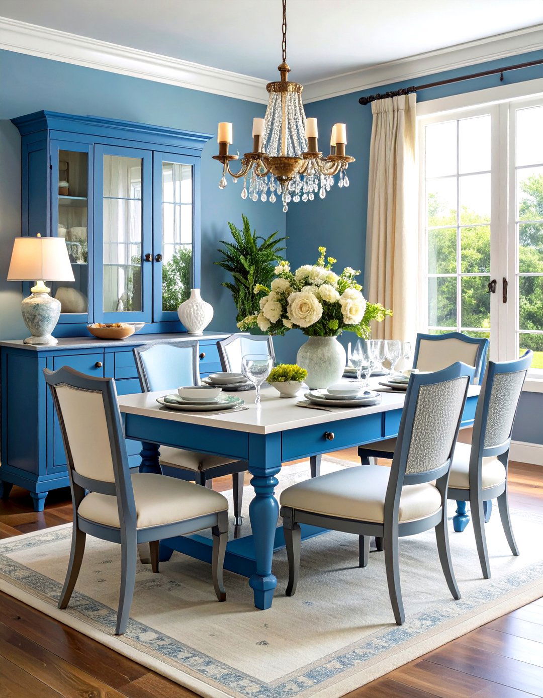 Painted Dining Room Hutch with Distressed Finish - 24 Dining Room Hutch Ideas
