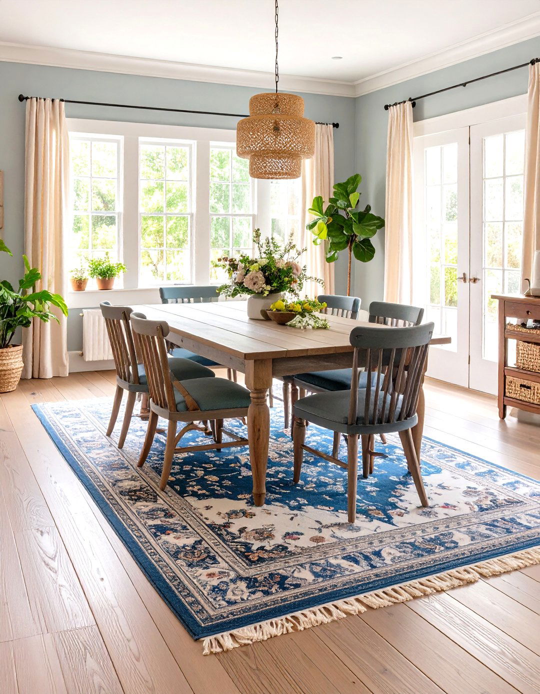 Painted Floor Treatments and Area Rugs - 24 cottage dining room ideas