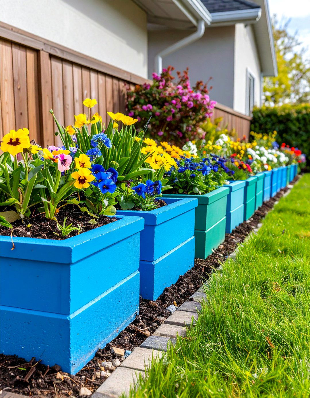 Painted Garden Borders - 24 Cinder Block Garden Ideas