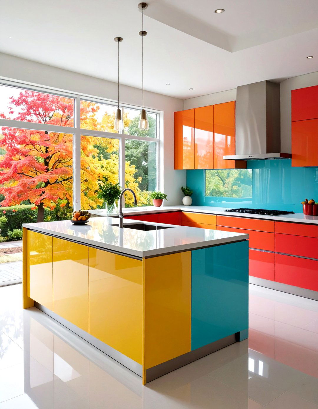 Painted Glass Splashback in Bold Colors - 24 Kitchen Splashback Ideas