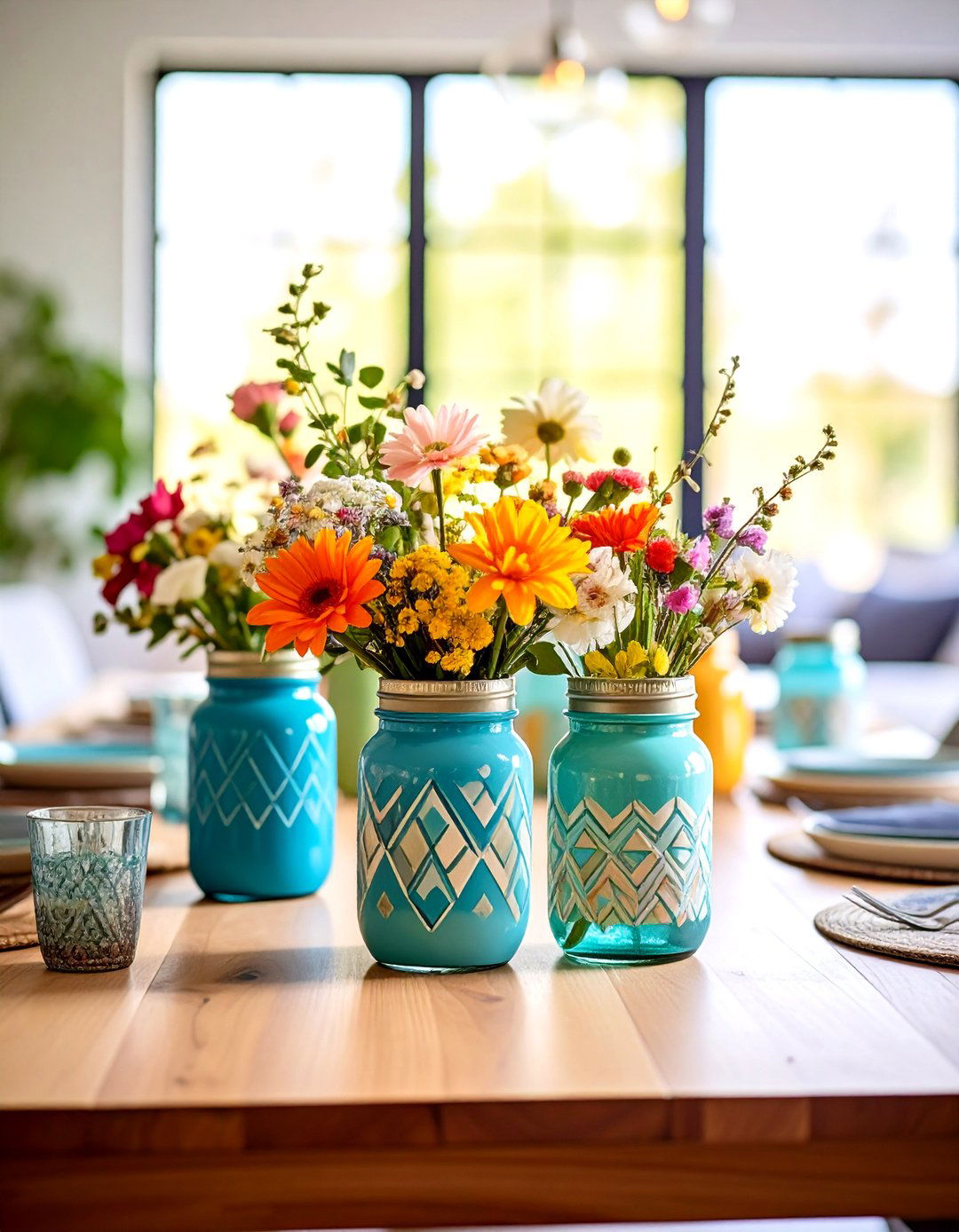 Painted Mason Jar Flower Vases - 24 Mason Jar Centerpiece Ideas