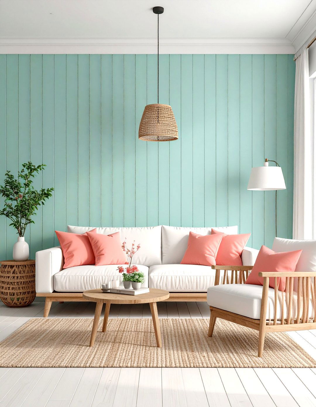 Painted Mint Green Shiplap - 24 Shiplap Living Room Ideas