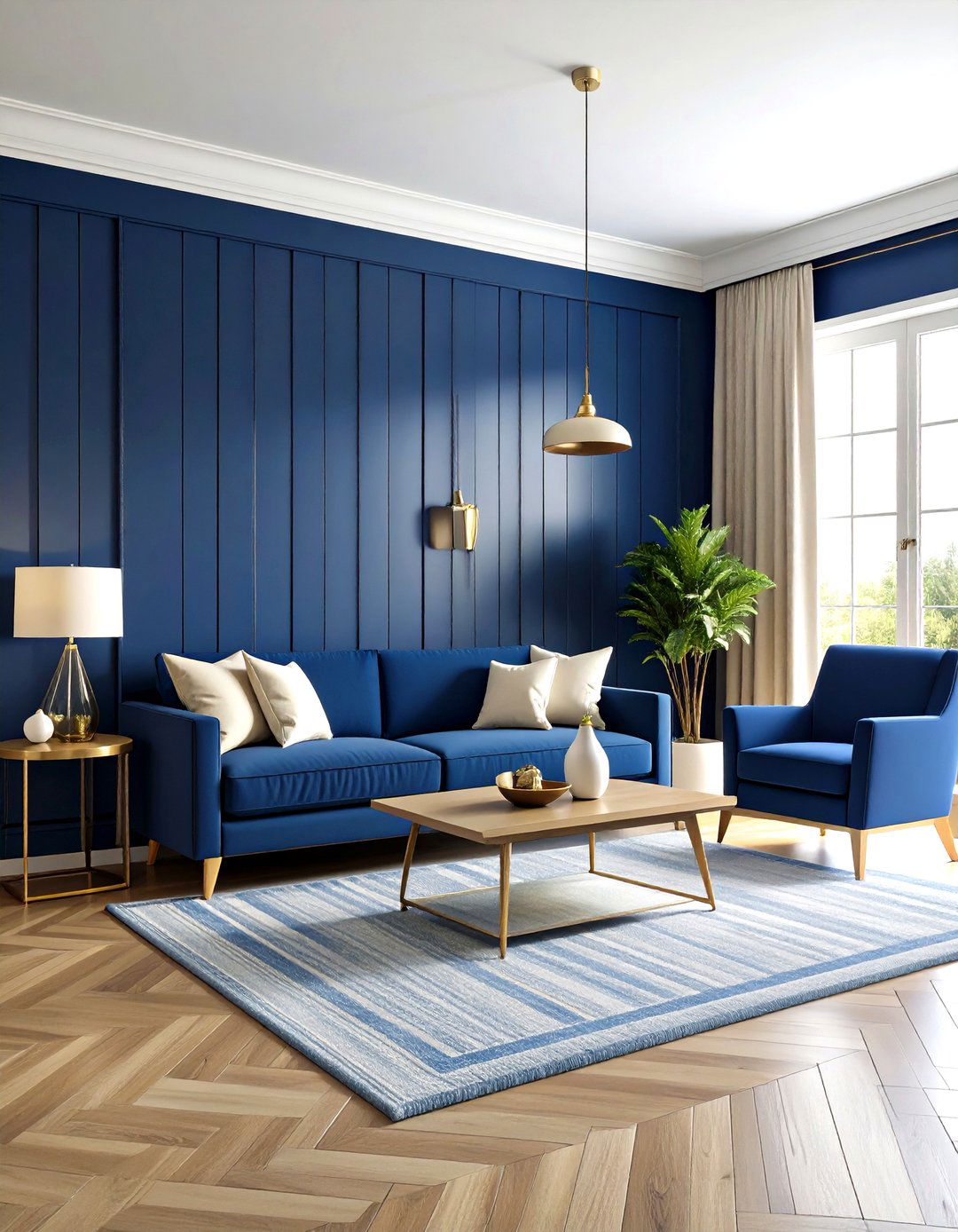 Painted Navy Blue Shiplap Accent - 24 Shiplap Living Room Ideas