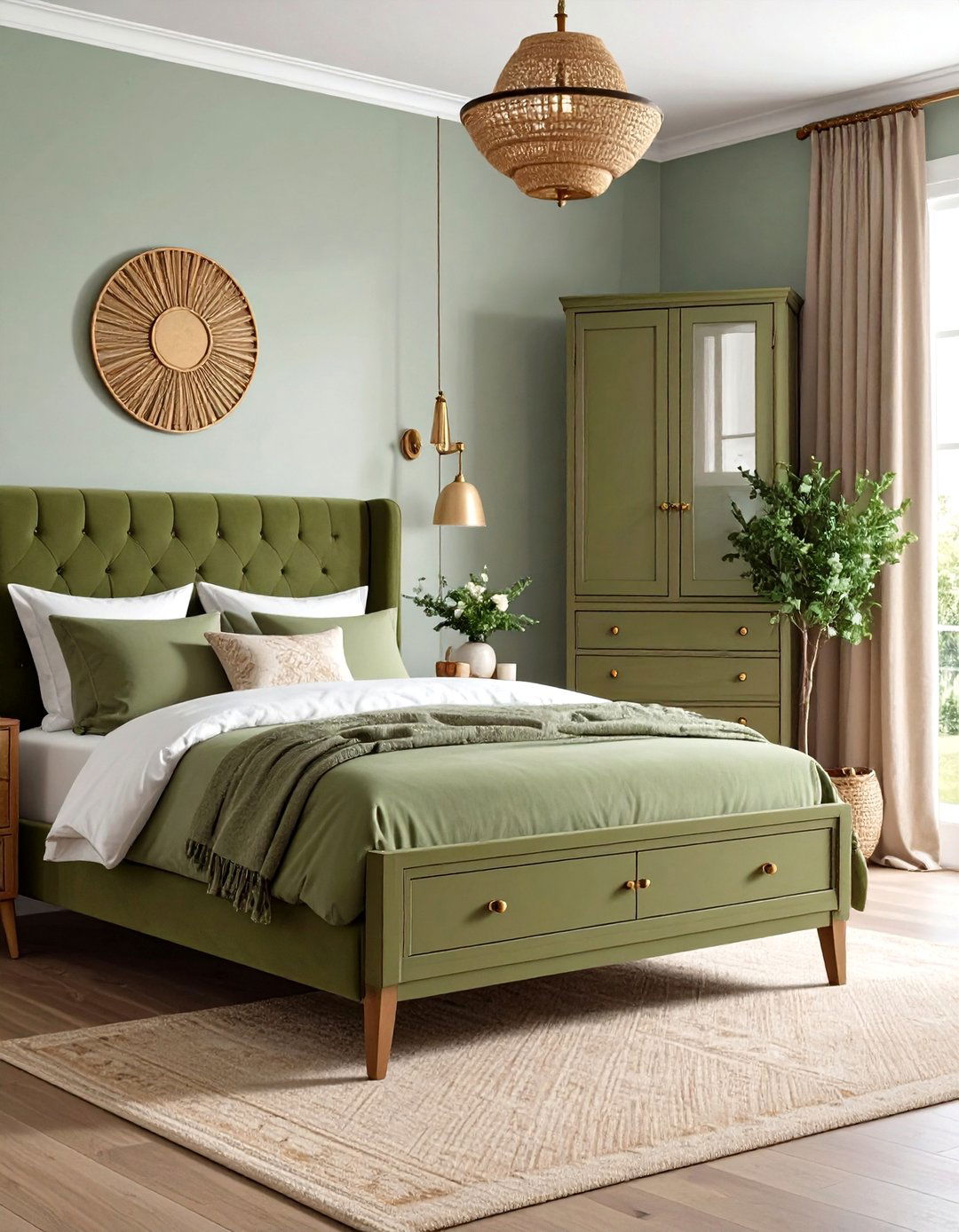 Painted Olive Green Furniture Pieces - 24 Olive Green Bedroom Ideas