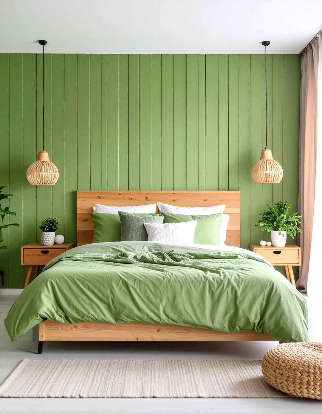 Painted Pine Slat Wall in Sage Green Finish - 24 Wood Slat Accent Wall Ideas