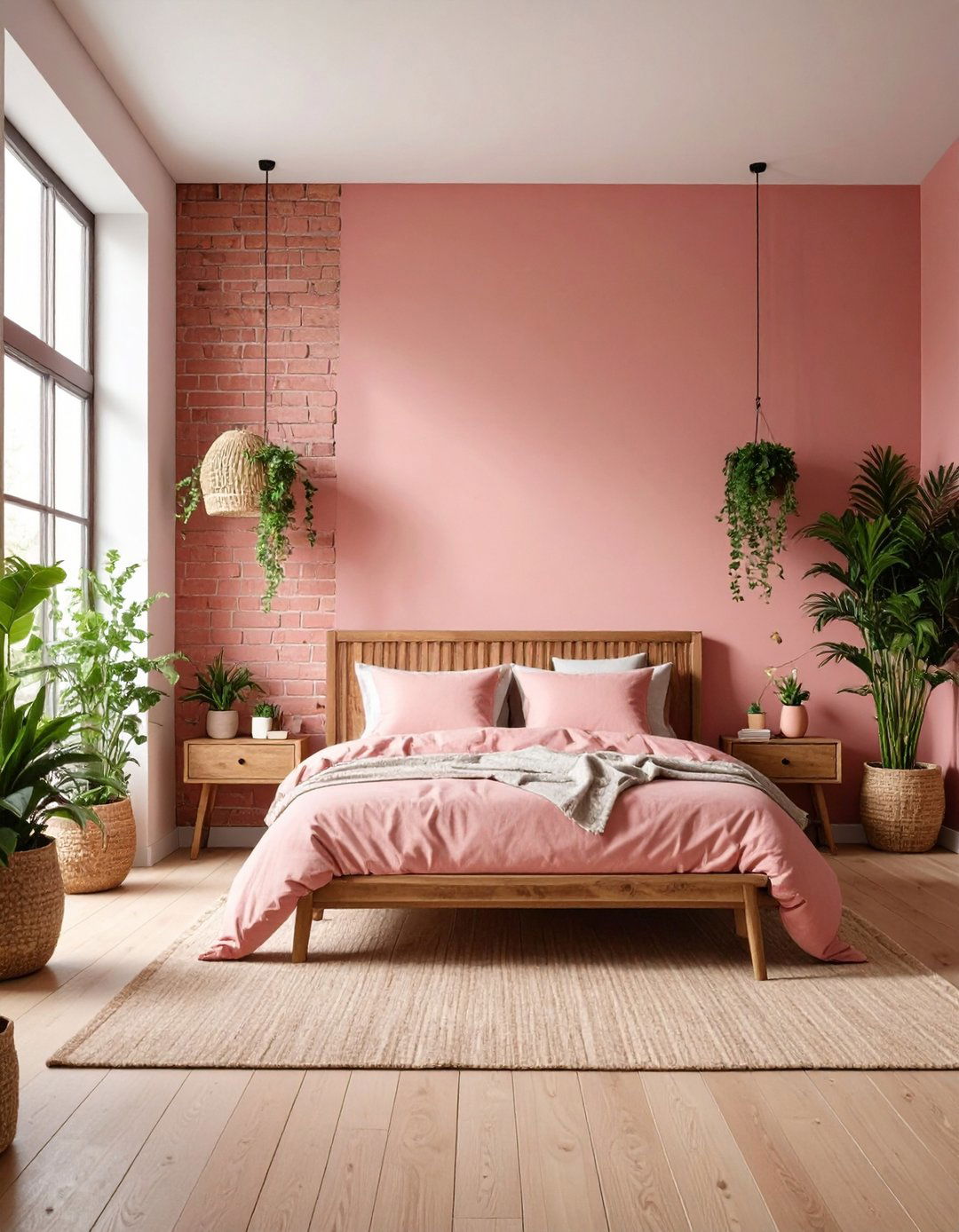 Painted Pink Brick Accent Wall