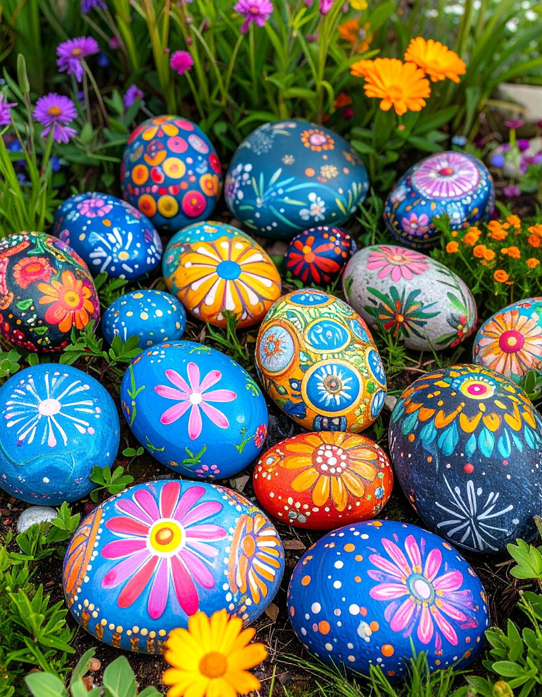Painted Rock Garden Art - 24 Budget Small Garden Ideas