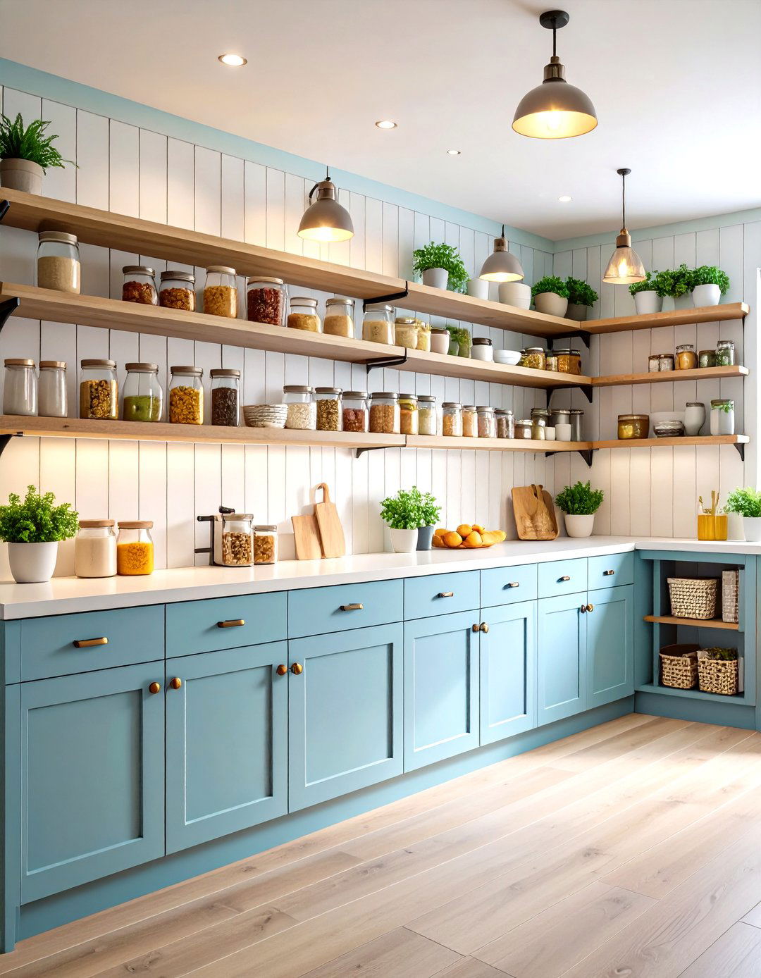 Painted Shiplap Pantry Organization Wall - 24 Shiplap Wall Ideas