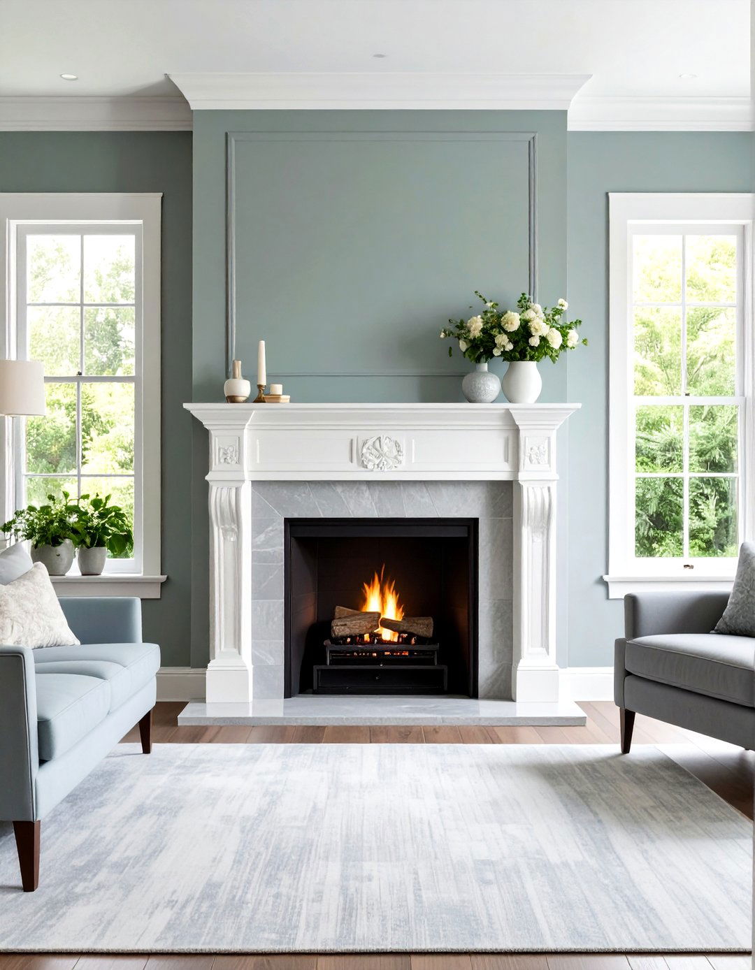 Painted Stone with Soft Color Palette - 24 French Country Fireplace Ideas