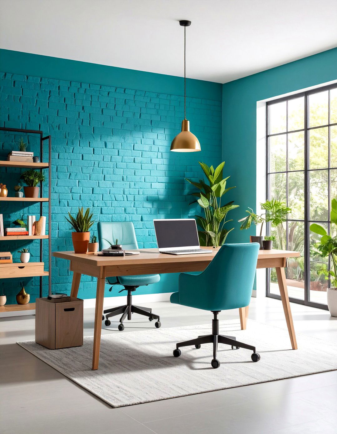 Painted Turquoise Brick Accent - 24 Brick Accent Wall Ideas